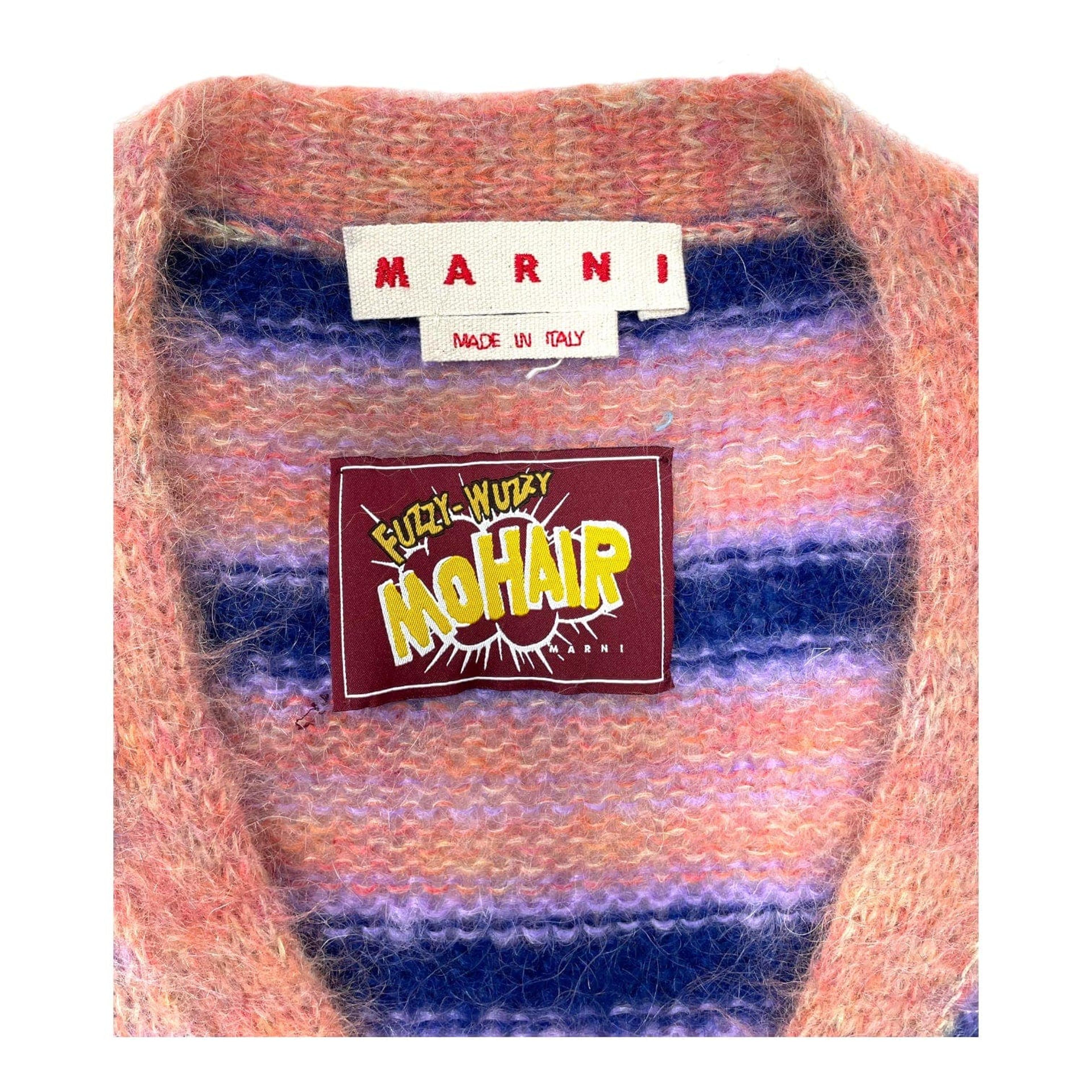 Alternate View 2 of Marni Striped Mohair Cardigan Pink Purple Pre-Owned