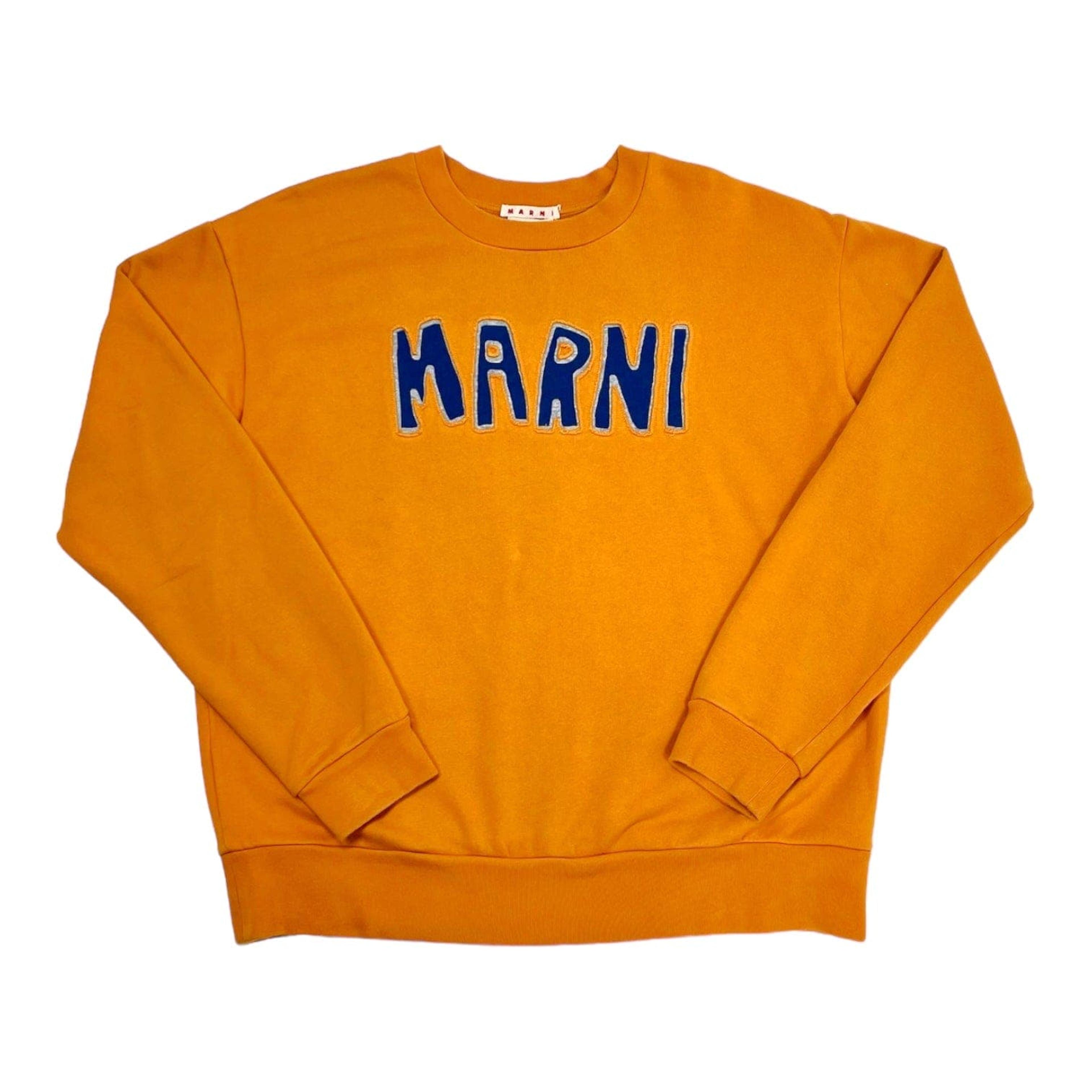Marni Cutoff Brushed Logo Crewneck Sweatshirt Sun Orange Pre-Own