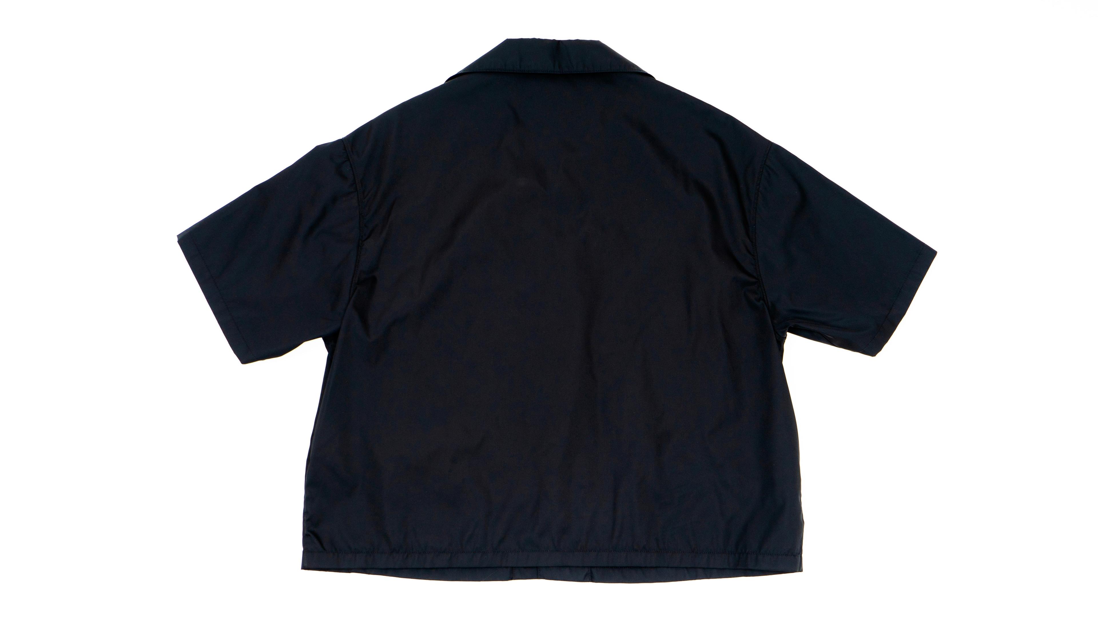 Alternate View 1 of Prada Re-Nylon Button Up Short Sleeve Tee Shirt Black Pre-Owned