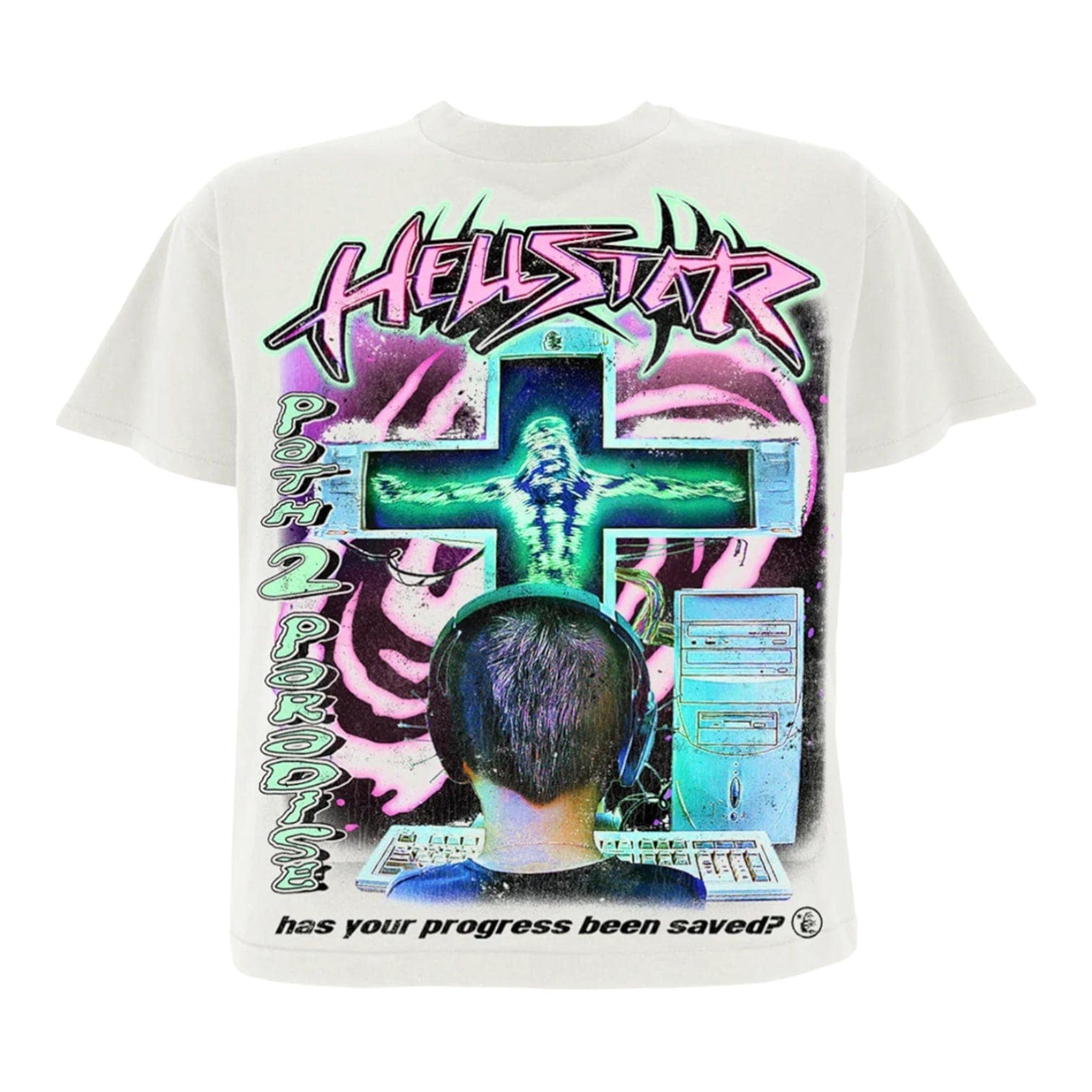 Hellstar Studios Online Short Sleeve Tee Shirt Off White