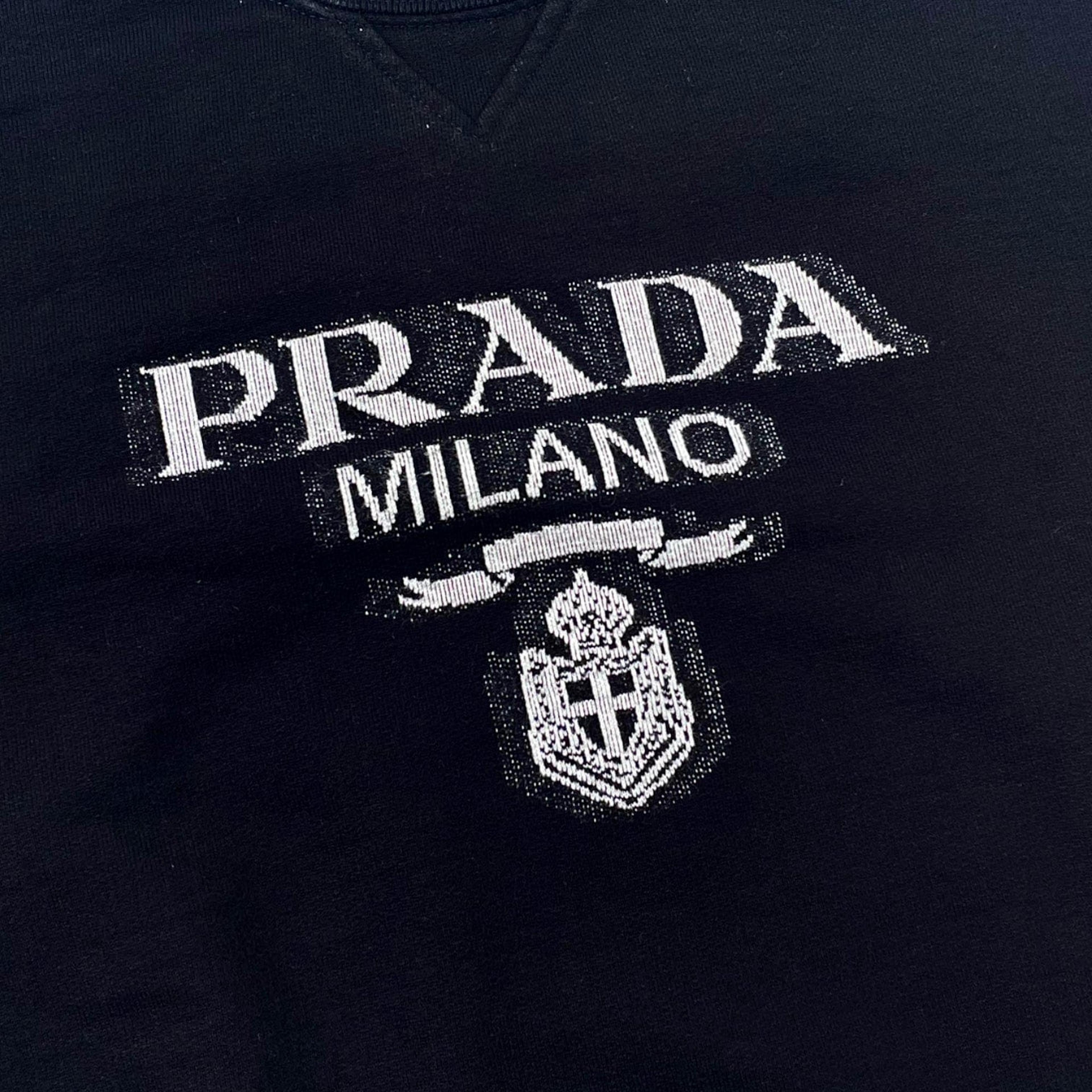 Alternate View 2 of Prada Knitted Logo Crewneck Sweatshirt Black Pre-Owned