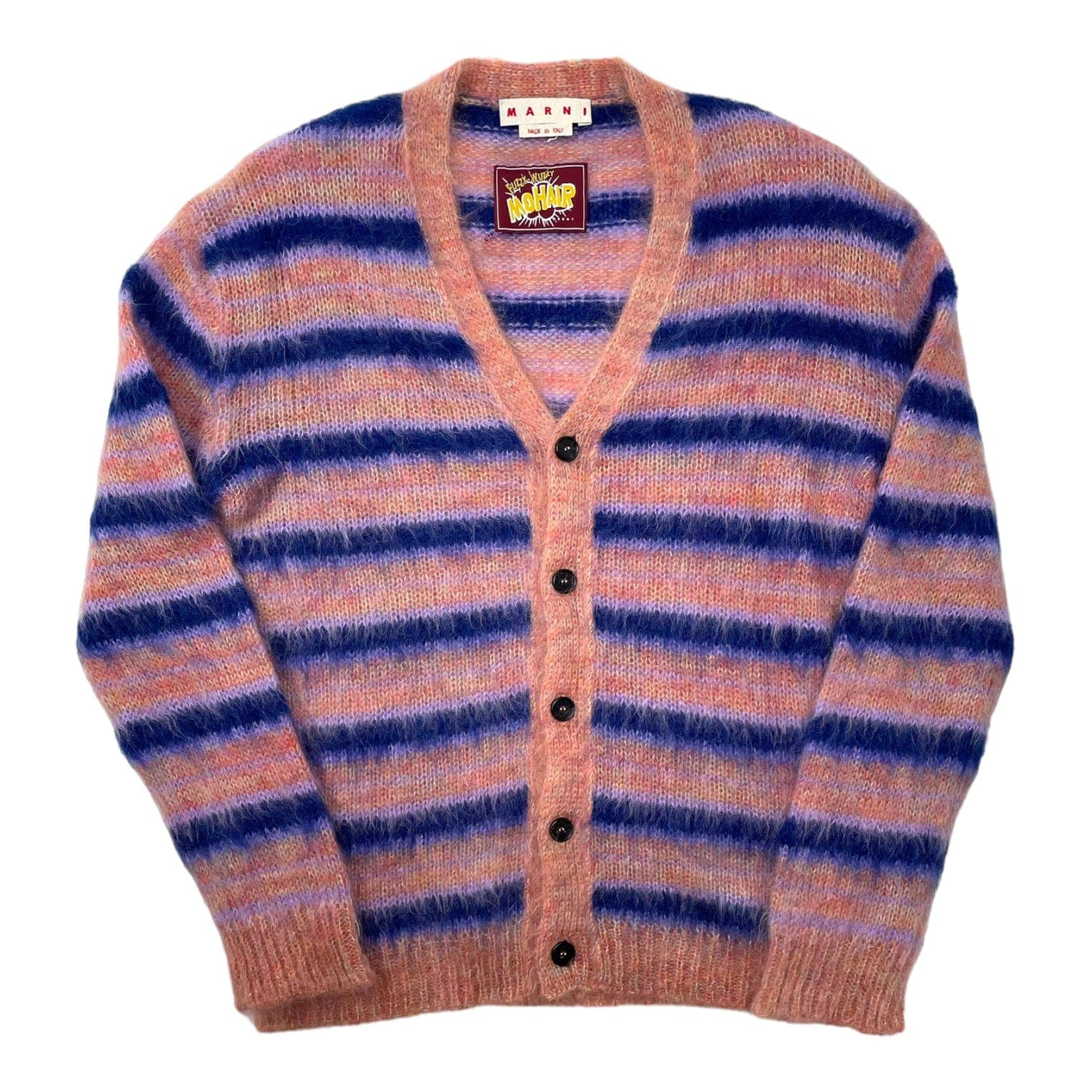 Marni Striped Mohair Cardigan Pink Purple Pre-Owned