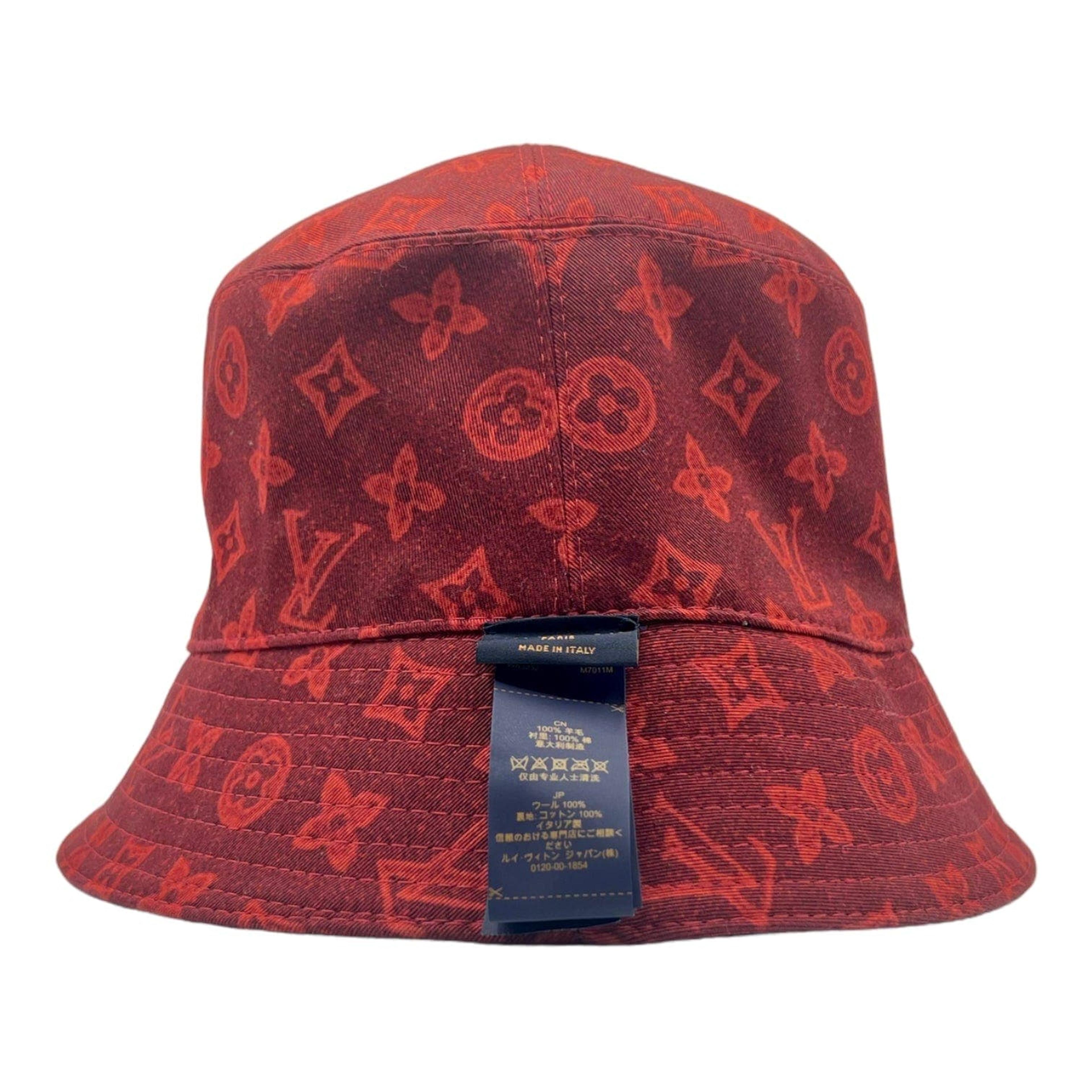 Alternate View 1 of Louis Vuitton Monogram Record Bucket Hat Red Navy Pre-Owned