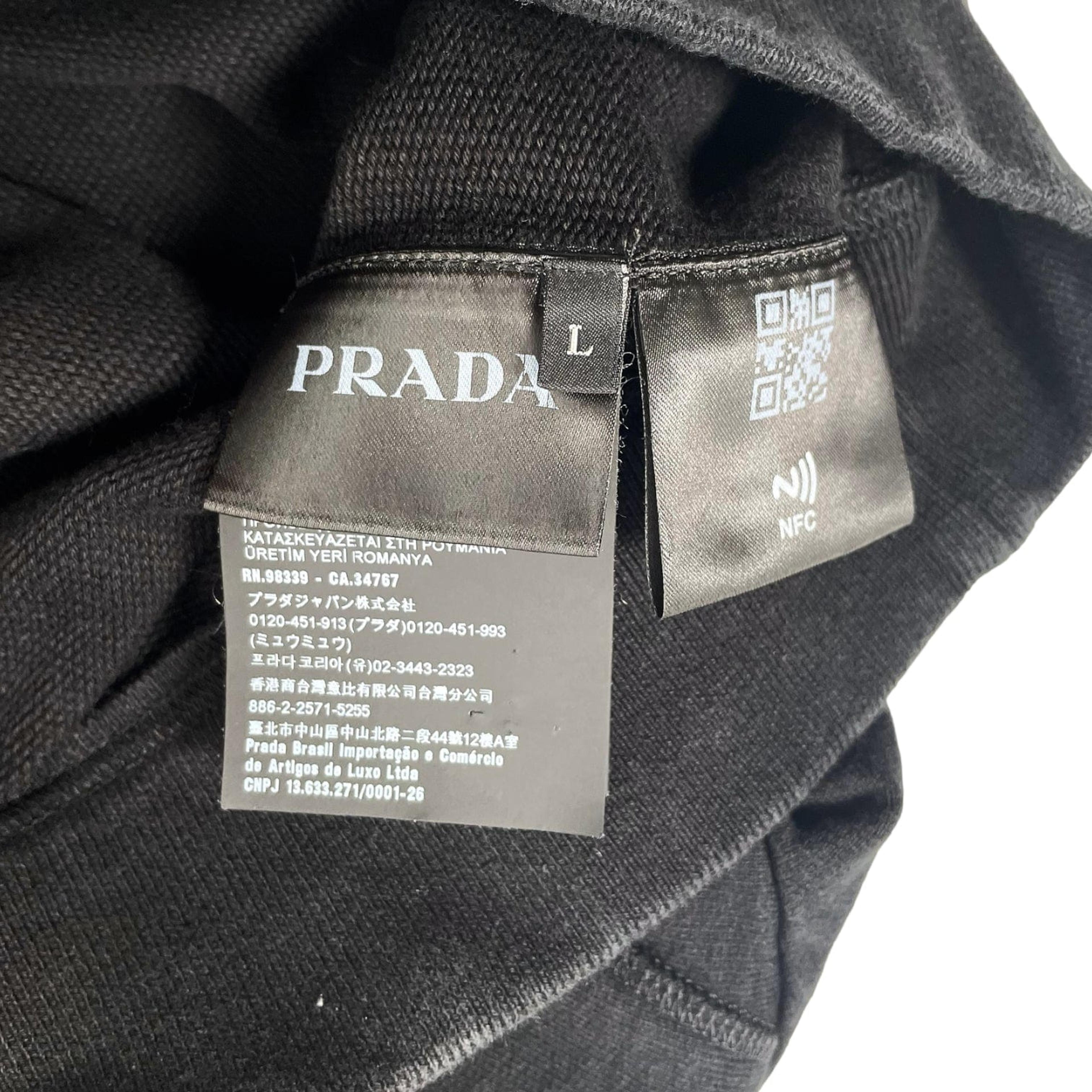 Alternate View 3 of Prada Knitted Logo Crewneck Sweatshirt Black Pre-Owned