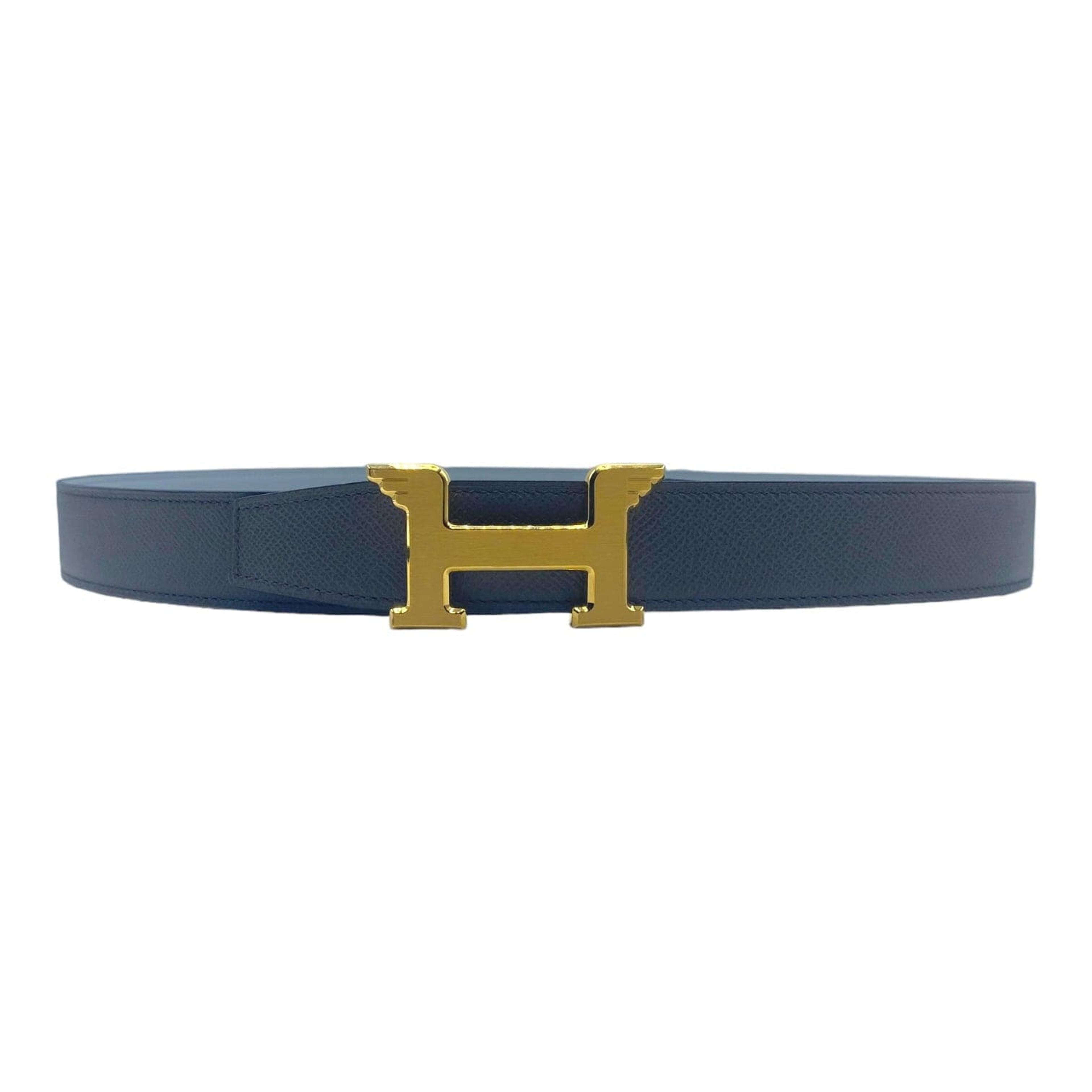 Hermes Reversible Leather Belt Blue/Brown