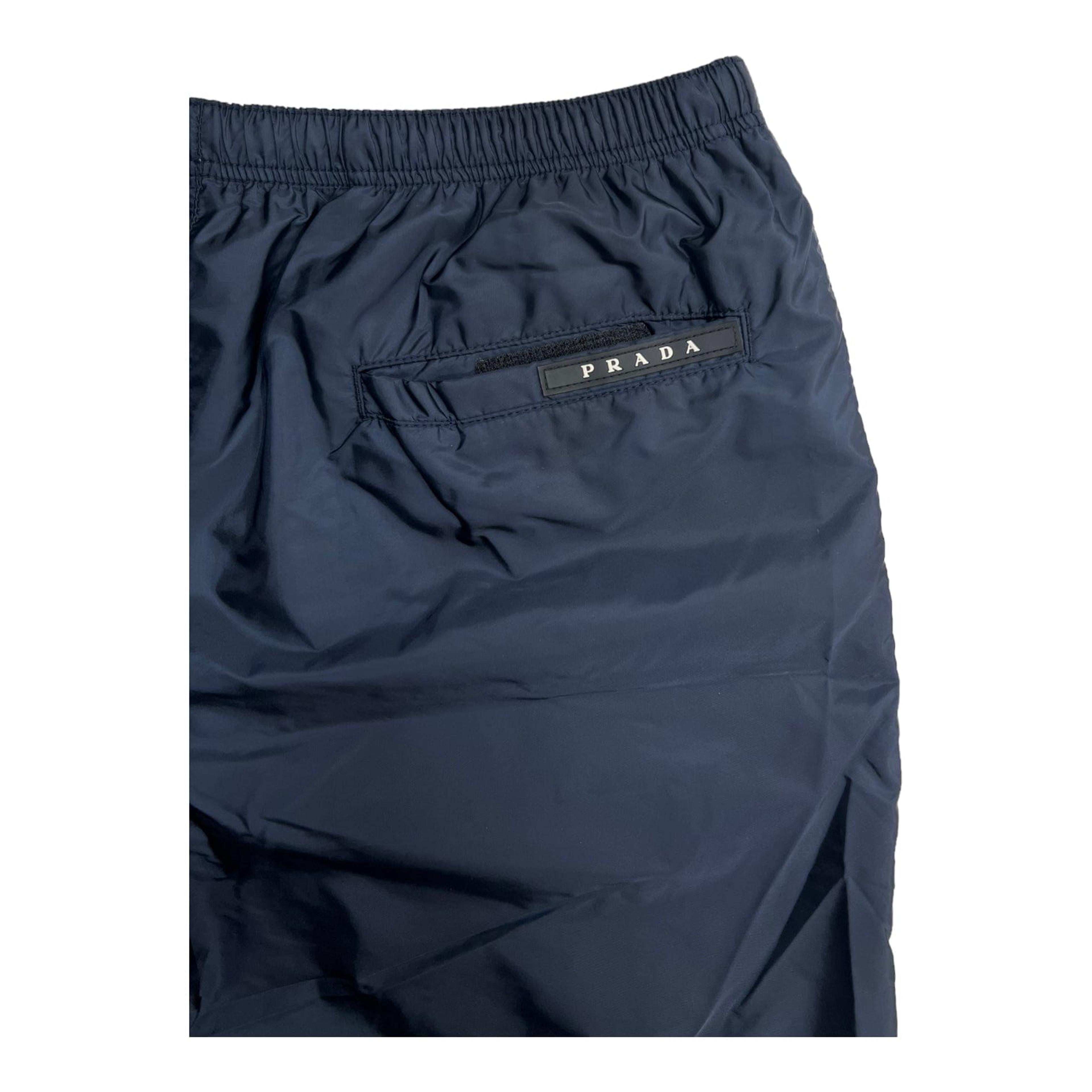 Alternate View 2 of Prada Striped Poplin Cotton Shorts Blue Pre-Owned