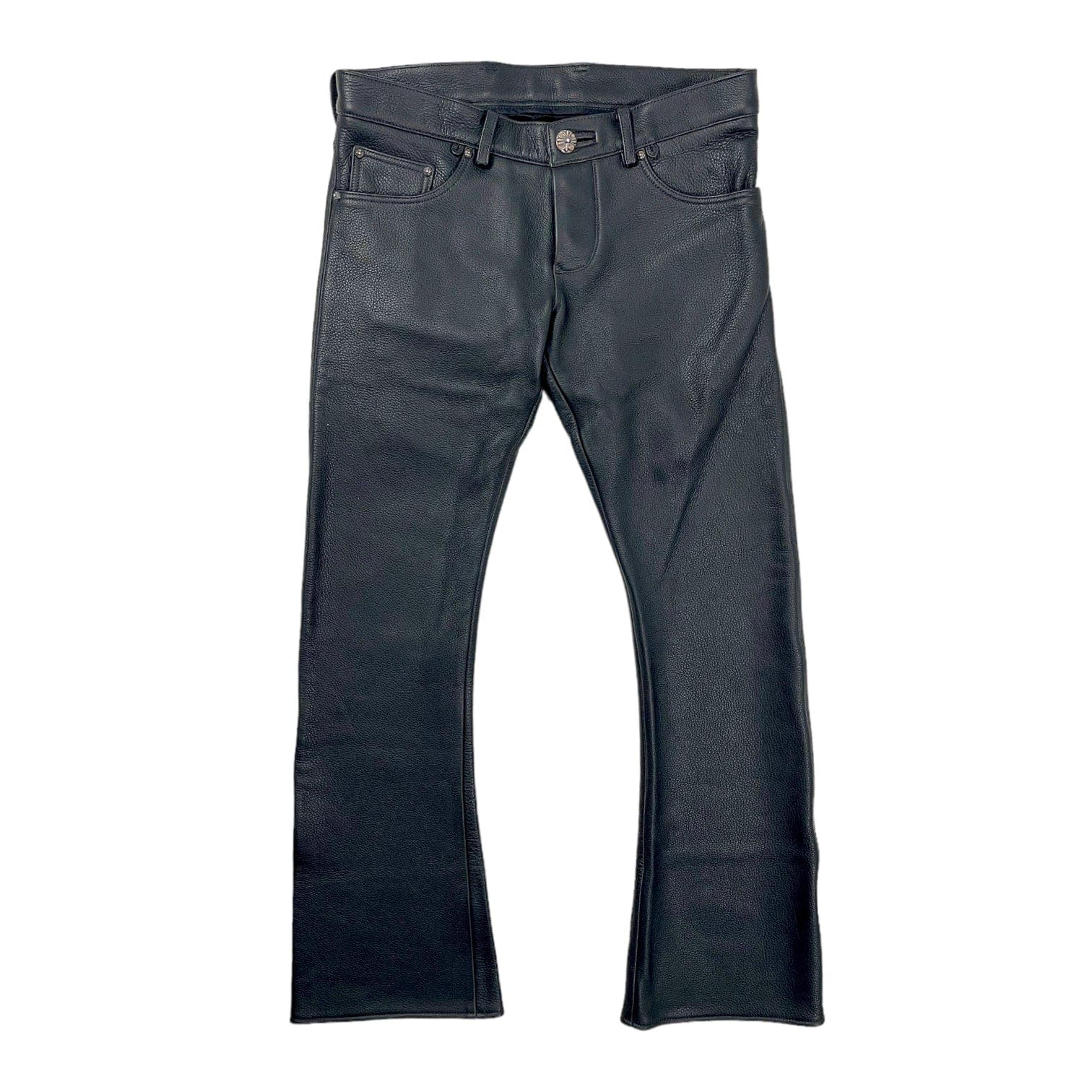 Chrome Hearts Leather Flare Pants (Custom) Black