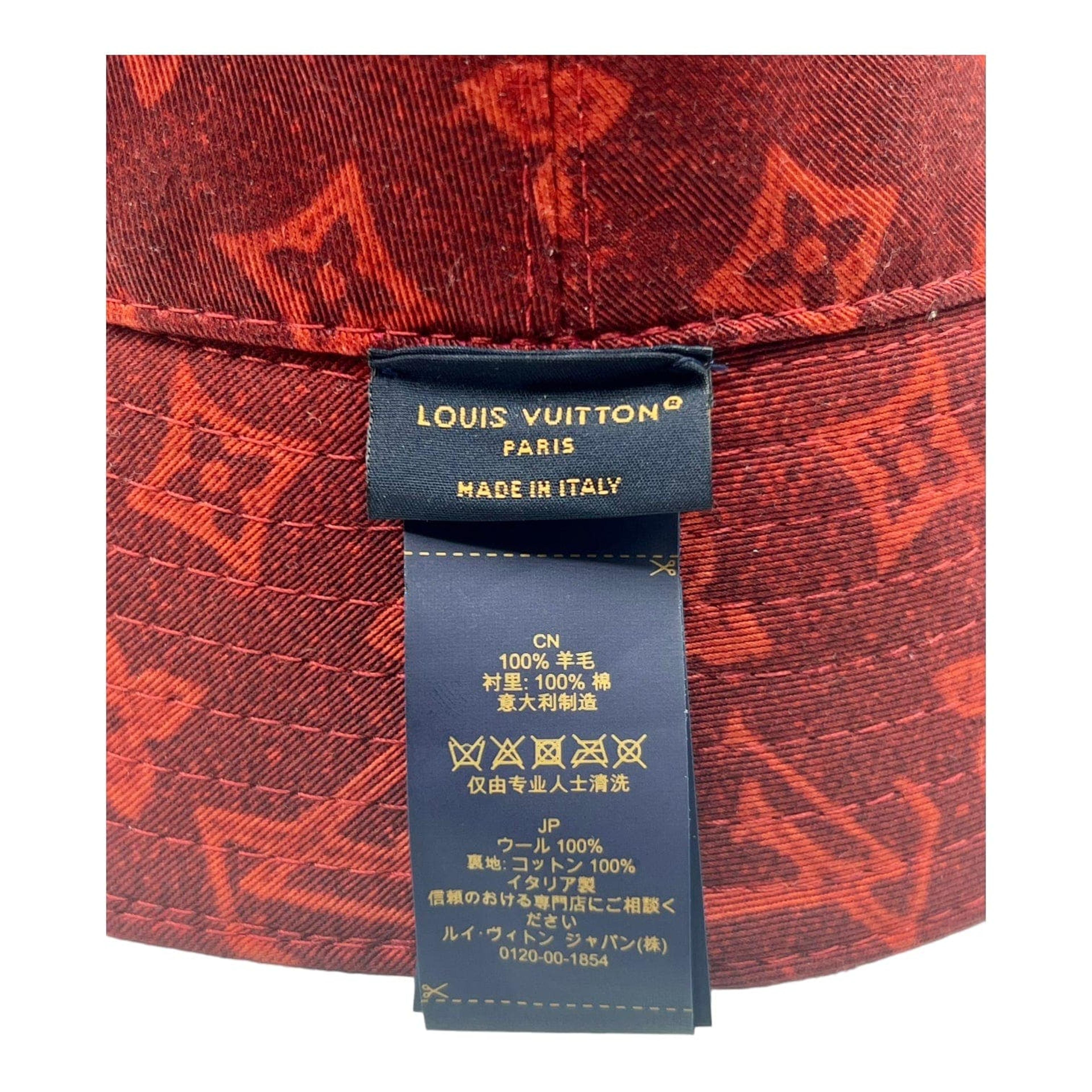 Alternate View 2 of Louis Vuitton Monogram Record Bucket Hat Red Navy Pre-Owned