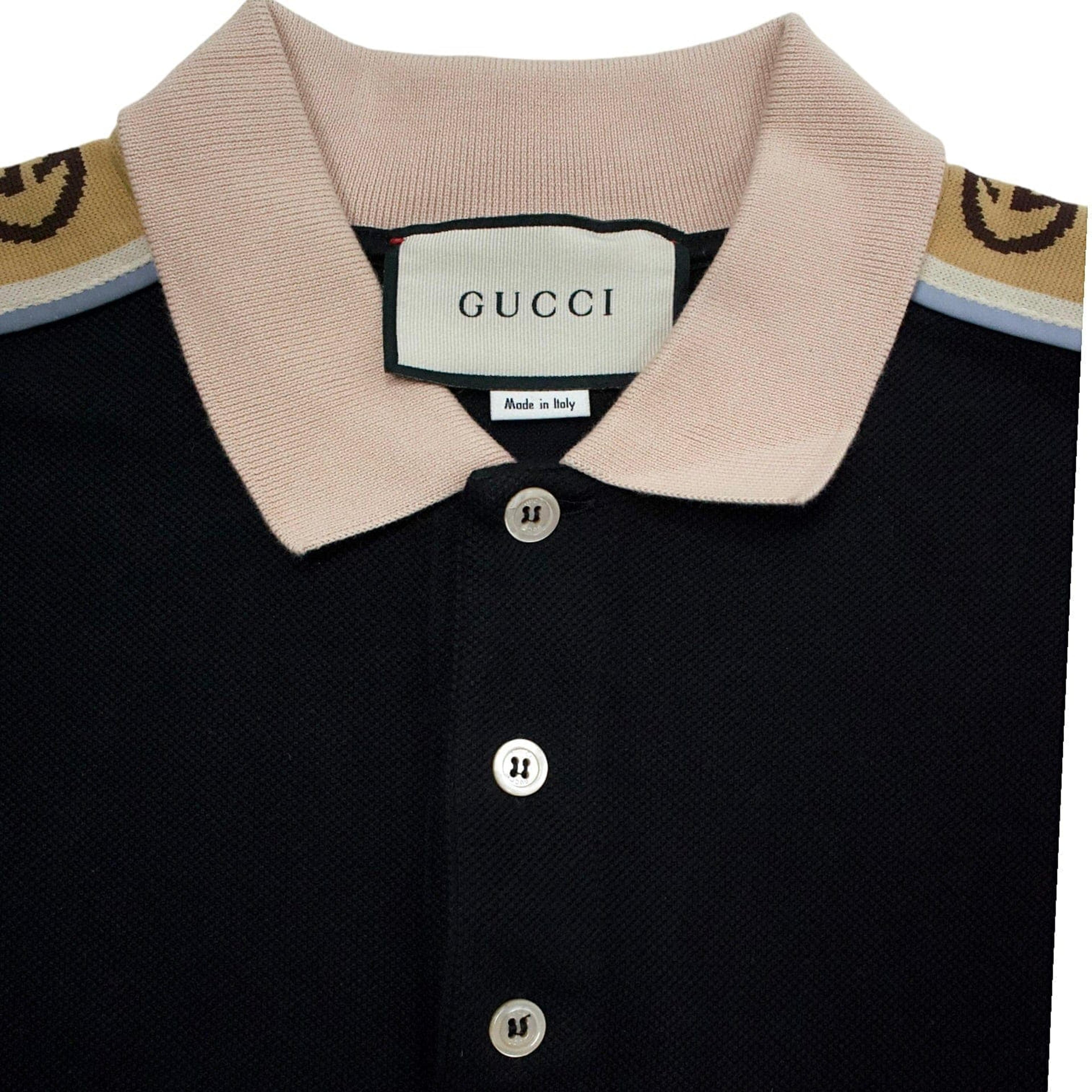 Alternate View 2 of Gucci Taped Logo Long Sleeve Polo Tee Shirt Black Pre-Owned