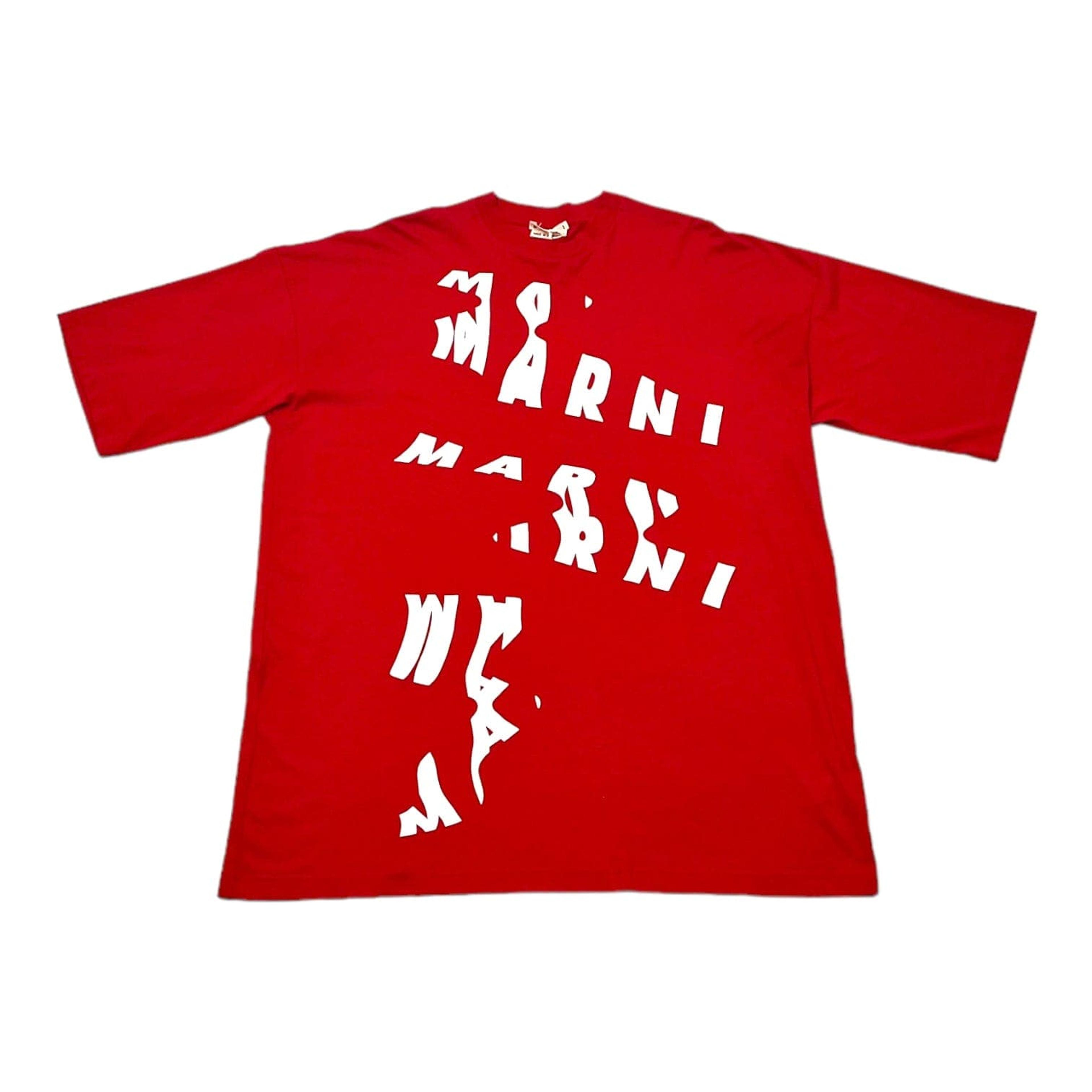 Marni Scanned Logo Oversized Short Sleeve Tee Shirt Red