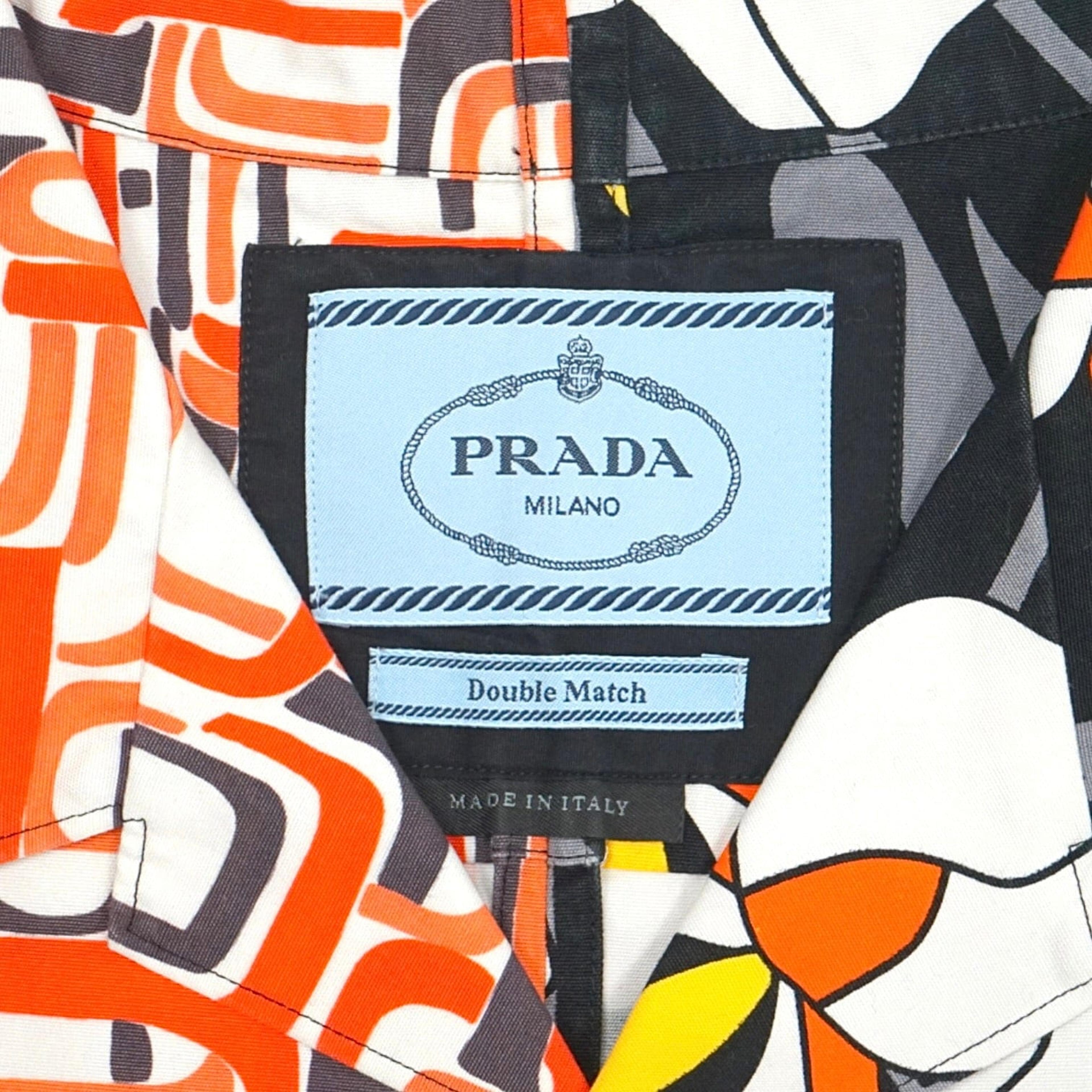 Alternate View 5 of Prada Double Match Button Up Orange Grey Flowers Pre-Owned