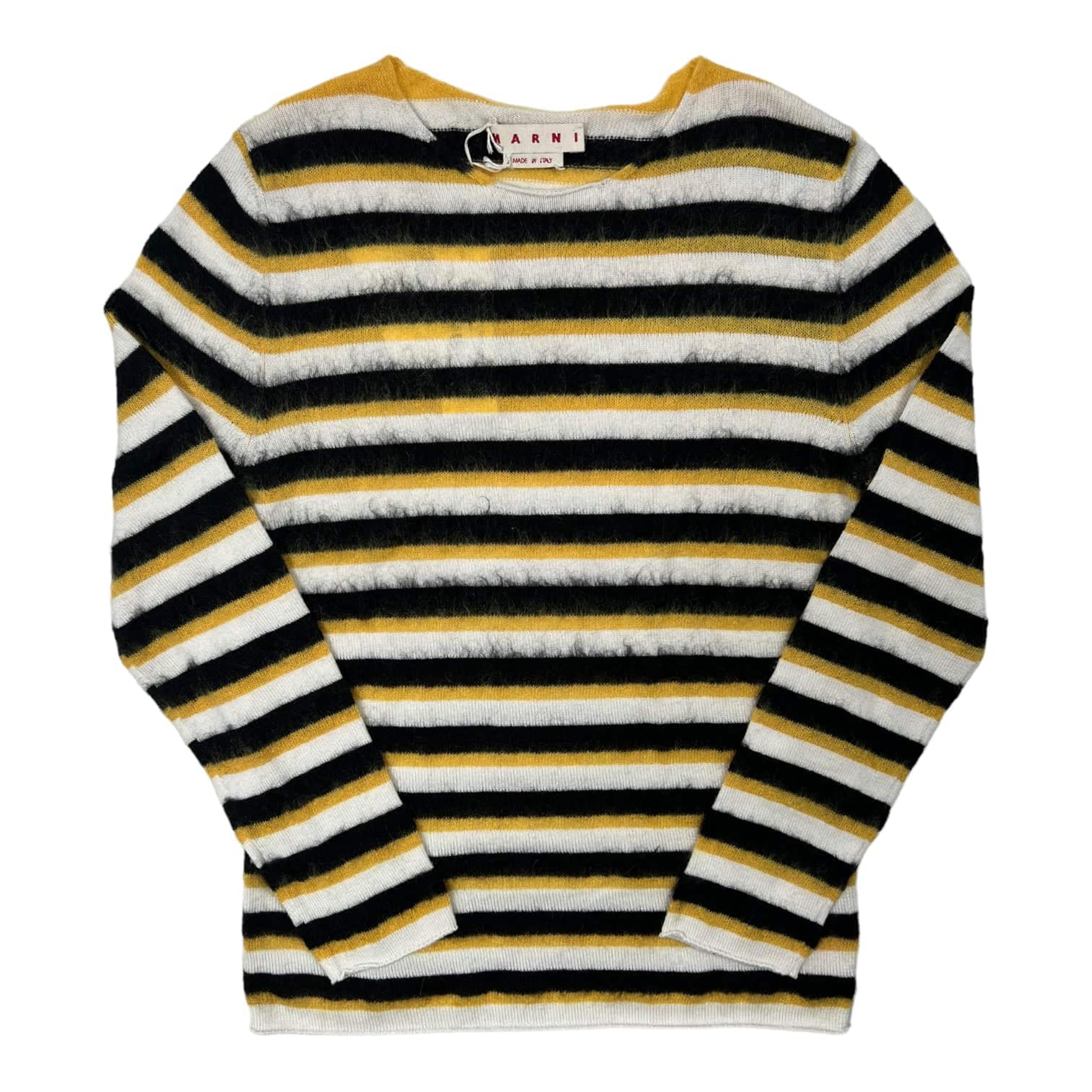 Marni Striped Mohair Sweater Black Limestone