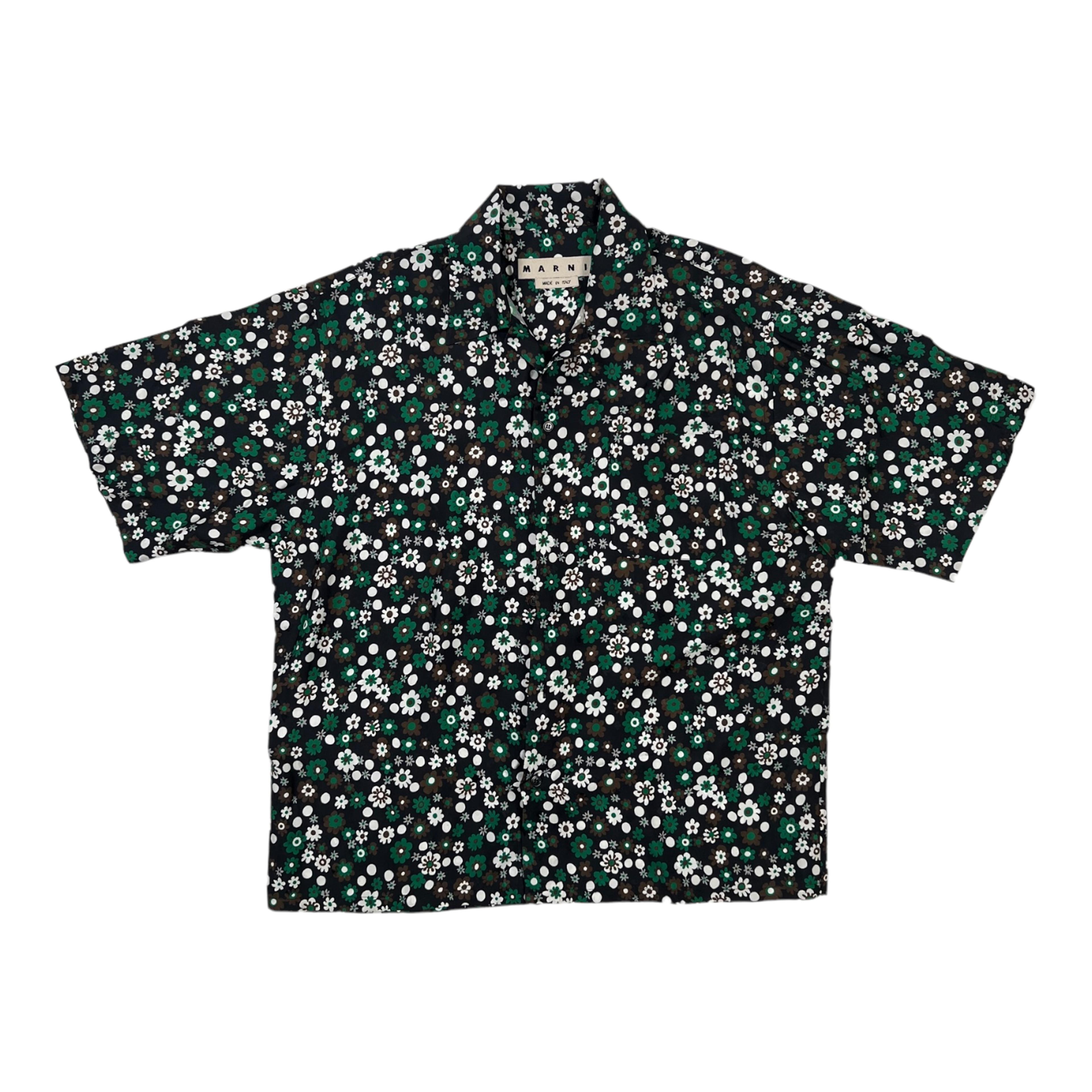 Marni Small Flower Button Down Black Green Pre-Owned
