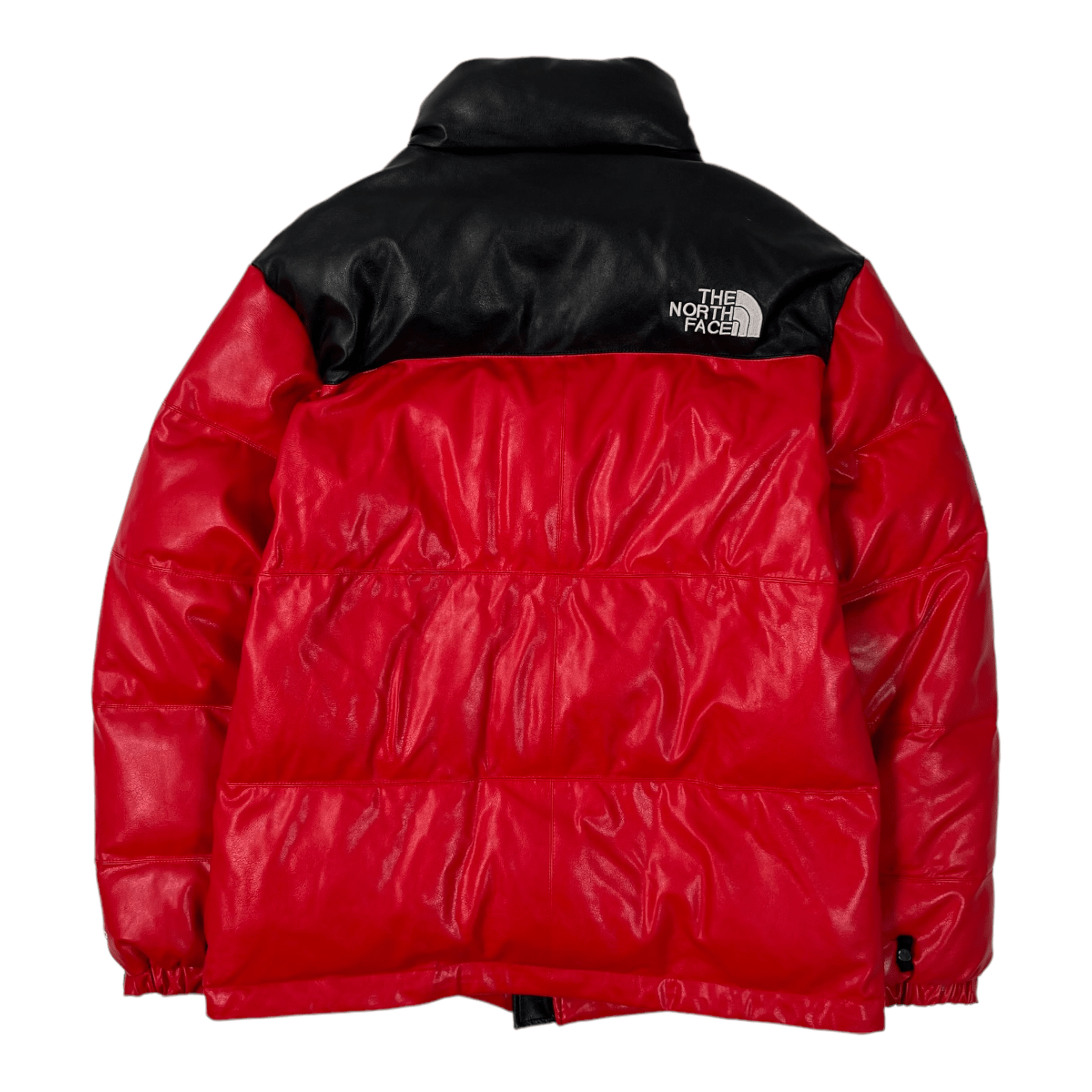 Alternate View 1 of Supreme The North Face Leather Nuptse Jacket Red Pre-Owned