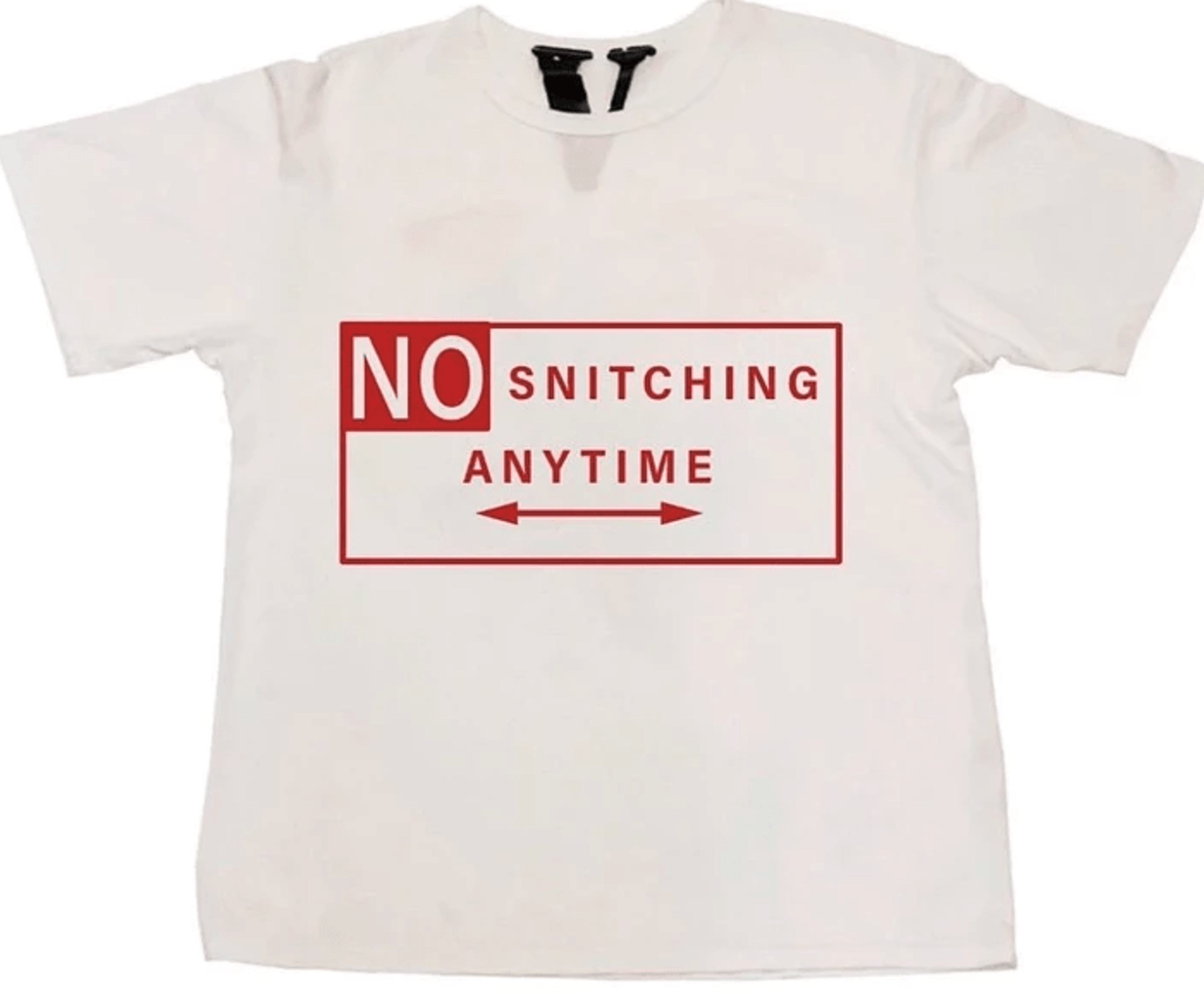 Vlone No Snitching Short Sleeve Tee Shirt White