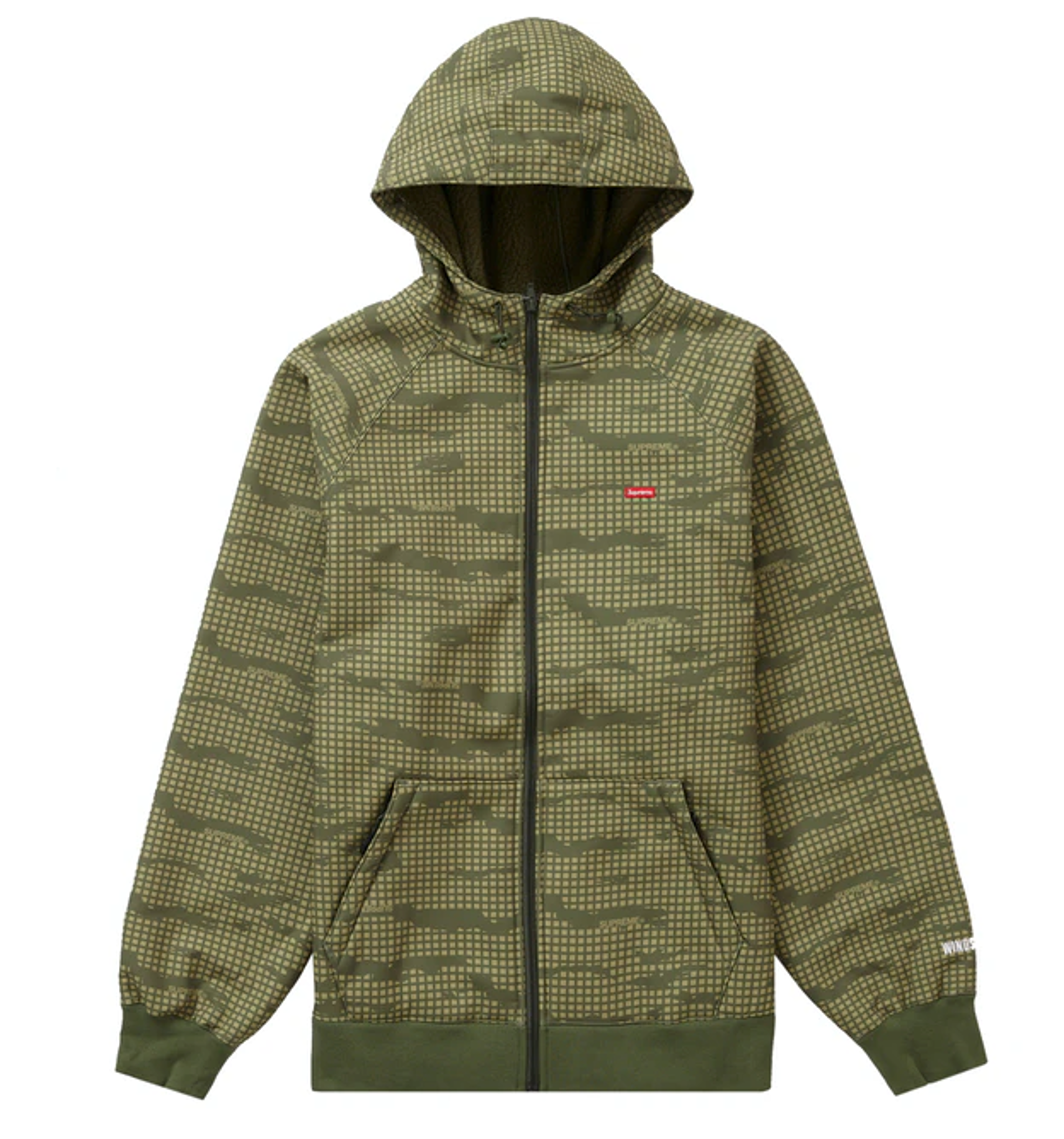 Supreme WINDSTOPPER Zip Up Hooded Sweatshirt (FW21) Olive Grid C