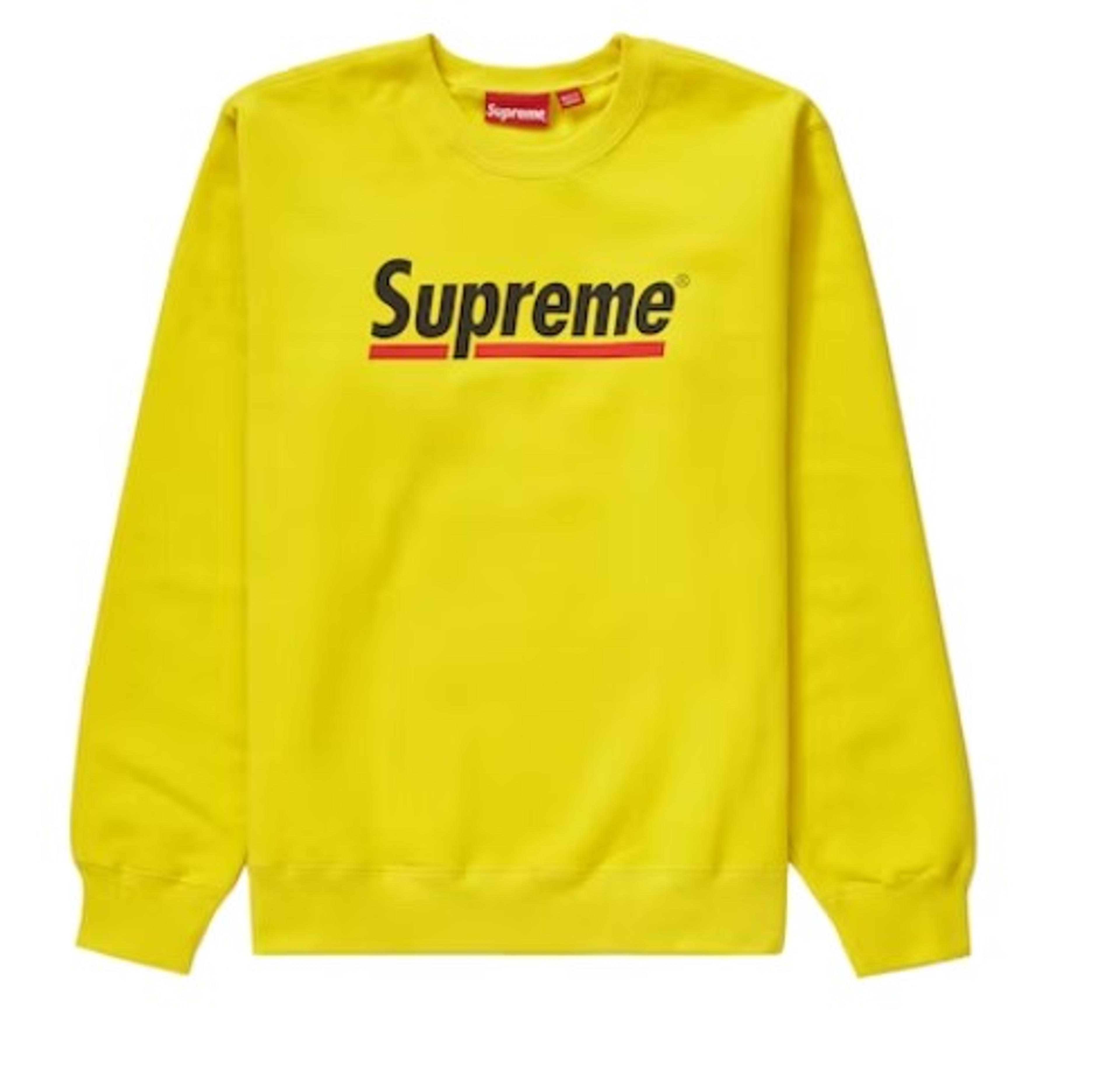 Supreme Underline Crewneck Sweatshirt Yellow