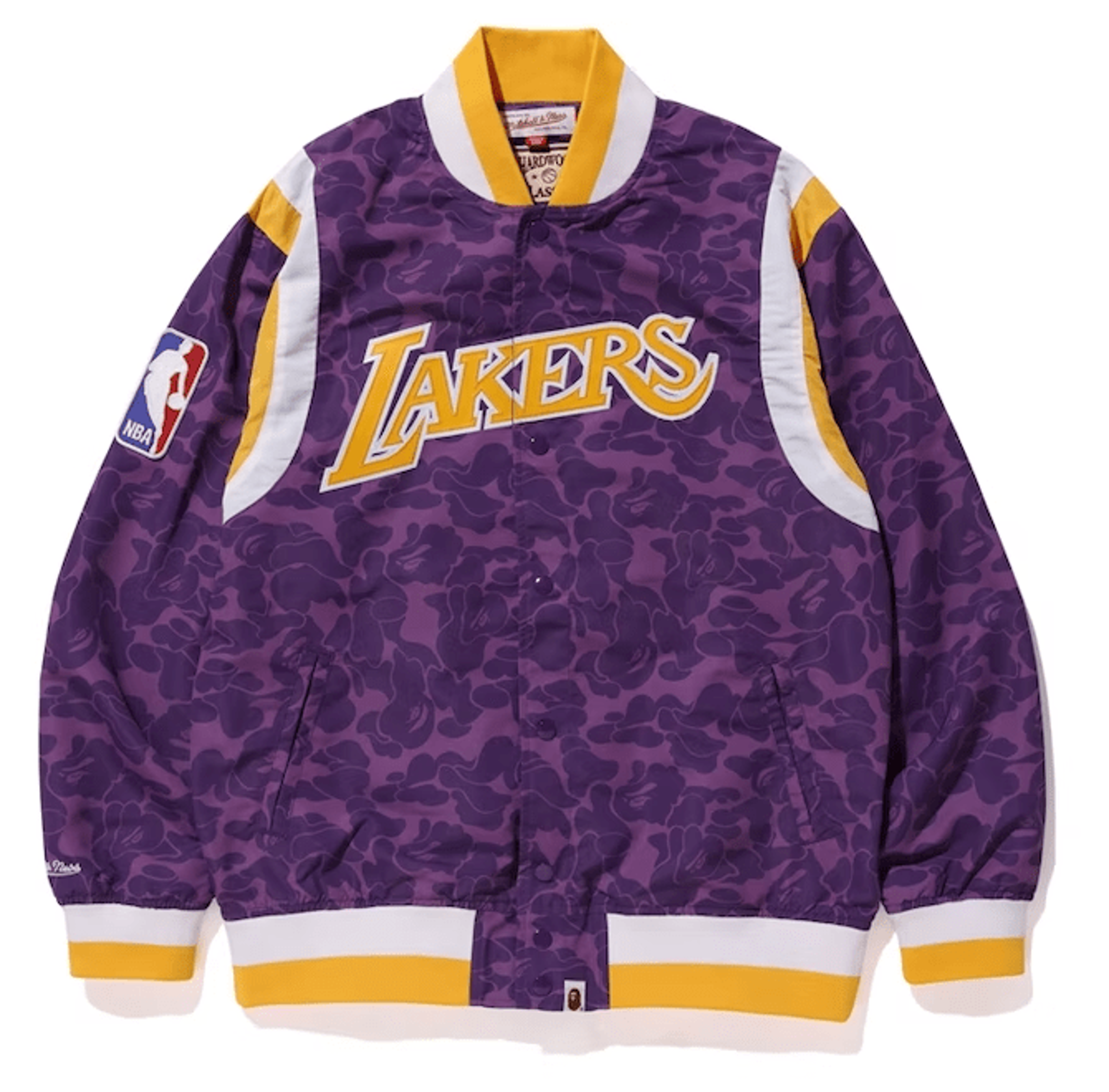 BAPE x Mitchell & Ness Lakers Warm Up Jacket Purple