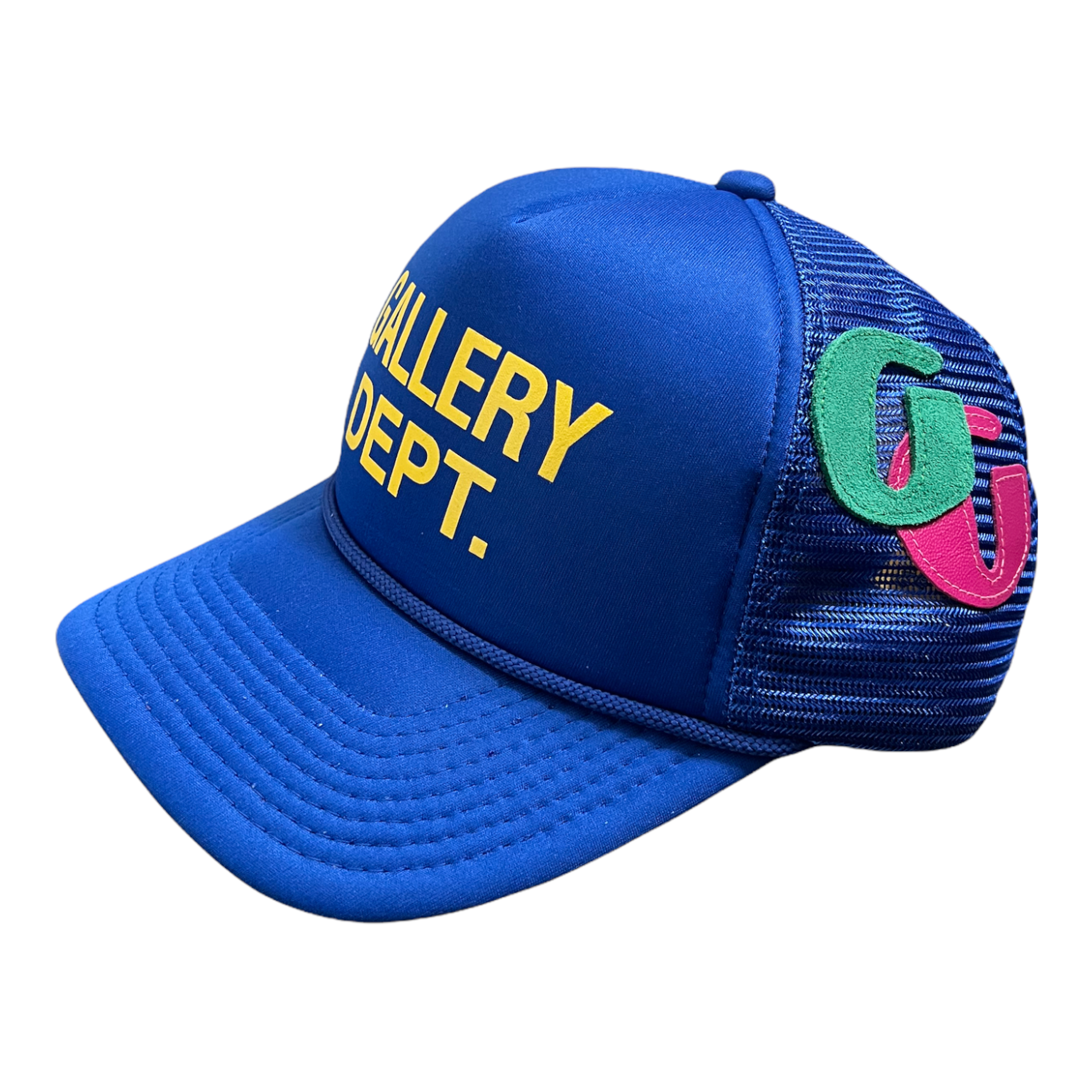 Alternate View 2 of Gallery Department Logo Trucker Hat Blue Yellow (4 G Patch Custo