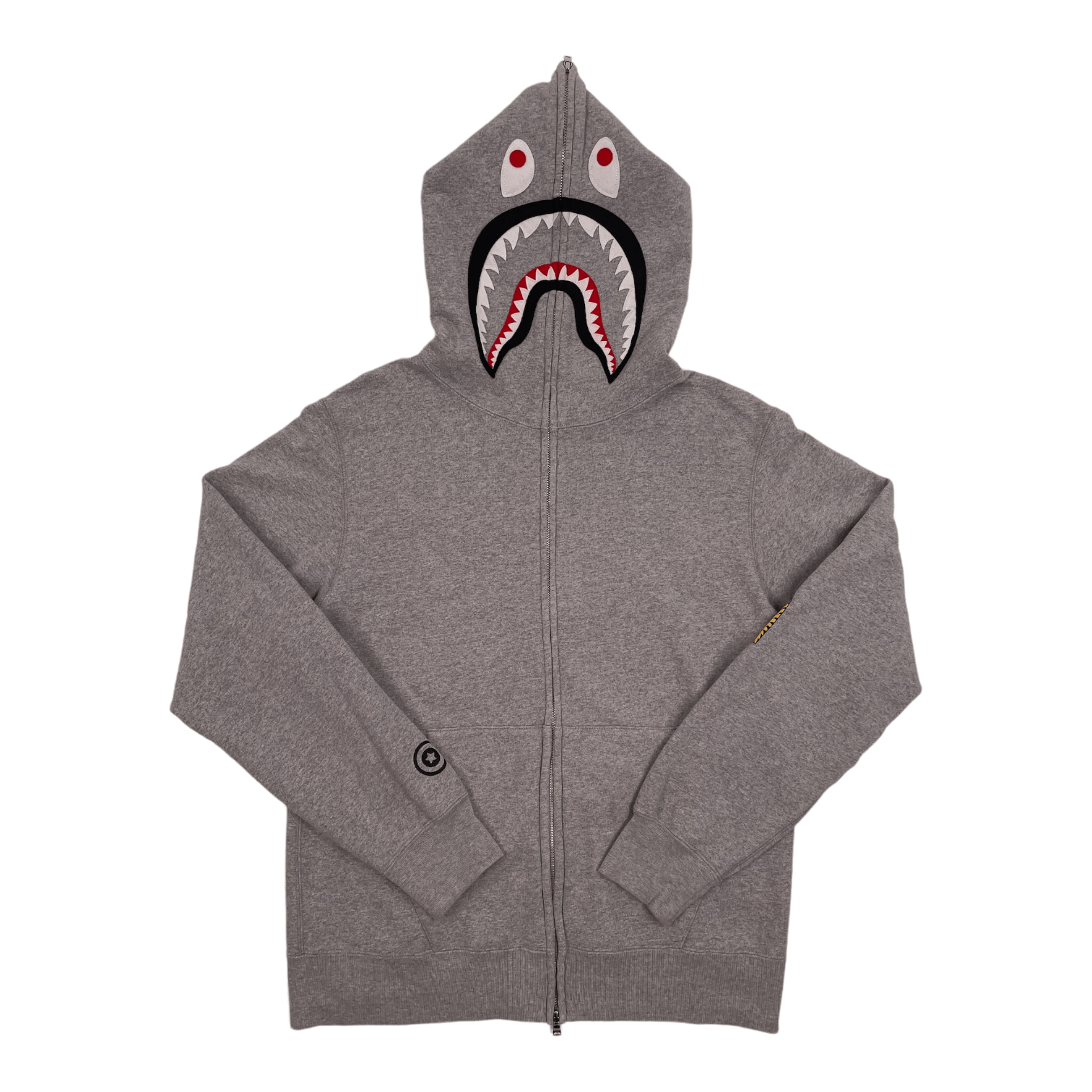 BAPE Shark Full Zip Hooded Sweatshirt PONR Grey Pre-Owned