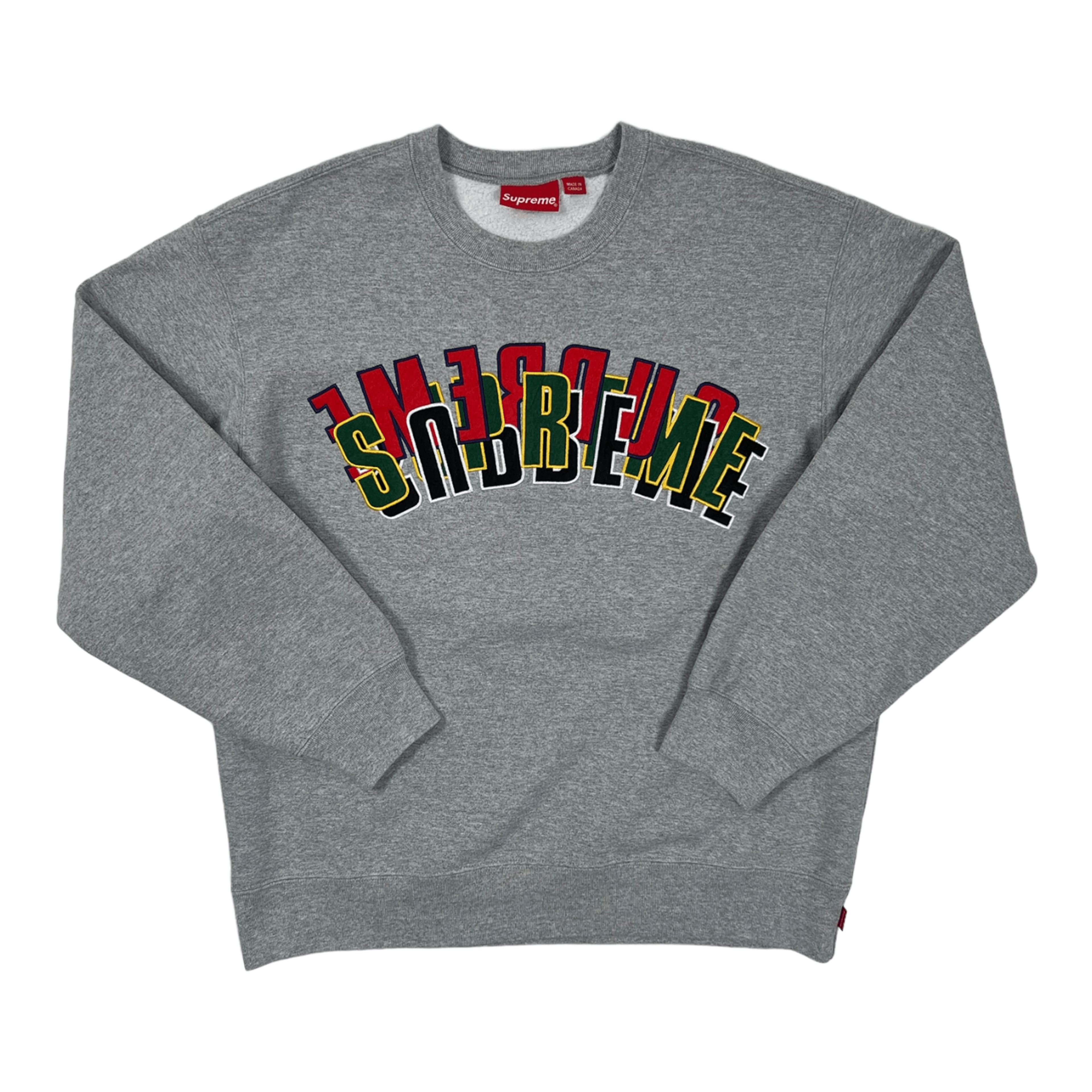 Supreme Stacked Crewneck Sweatshirt Heather Grey Pre-Owned