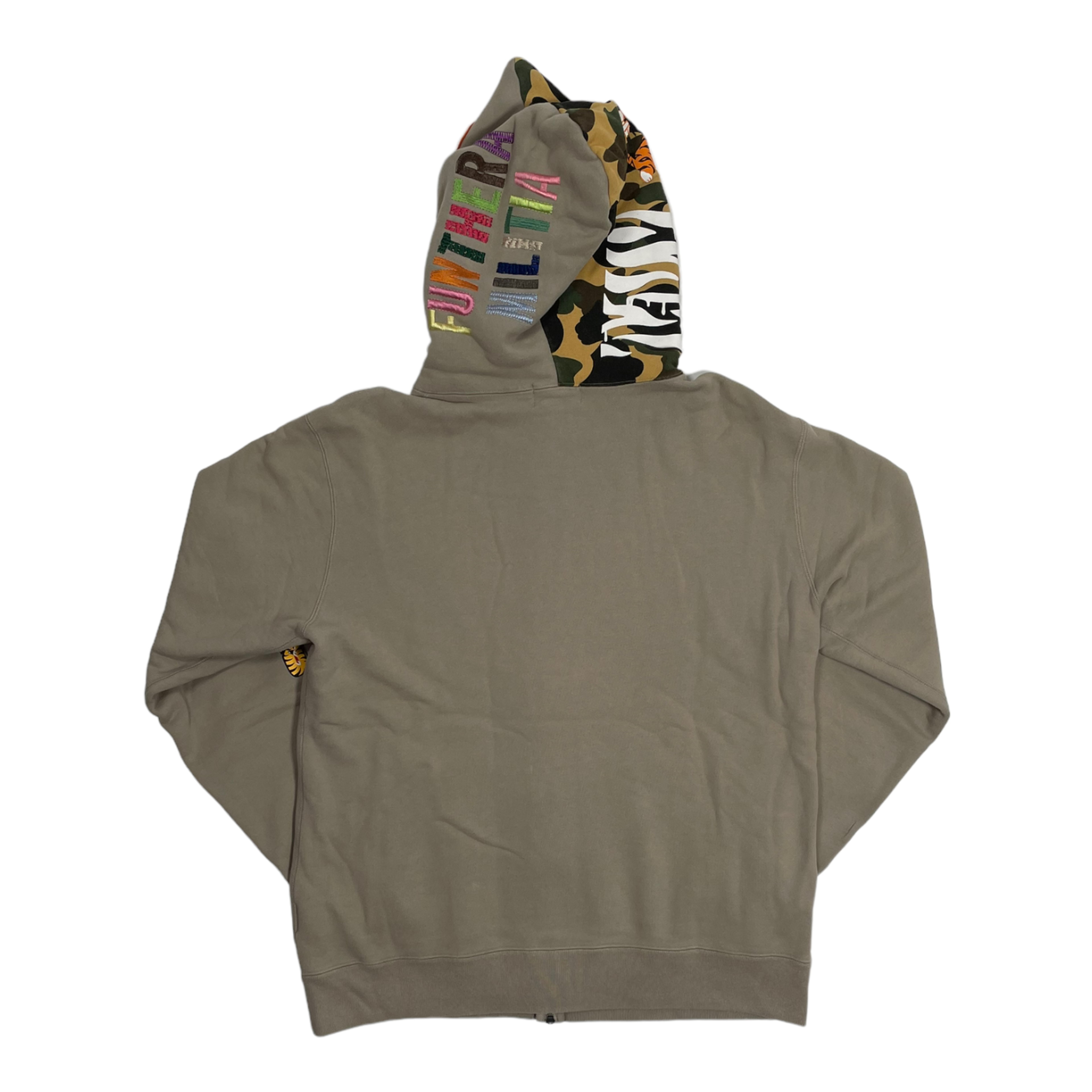 Alternate View 1 of Bape Half Camo Tiger Full Zip Up Hooded Sweatshirt Beige Pre-Own