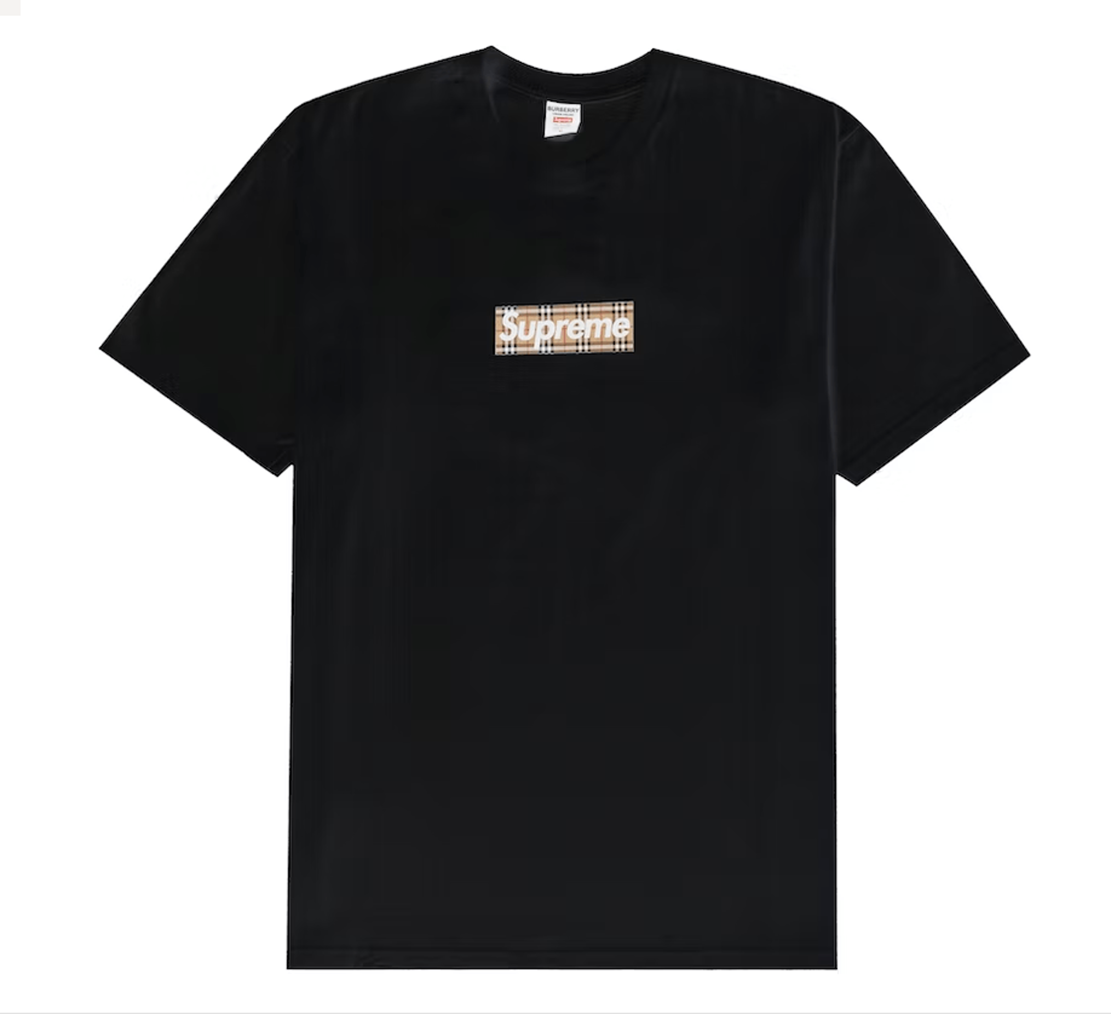 Supreme Burberry Box Logo Short Sleeve Tee Shirt Black