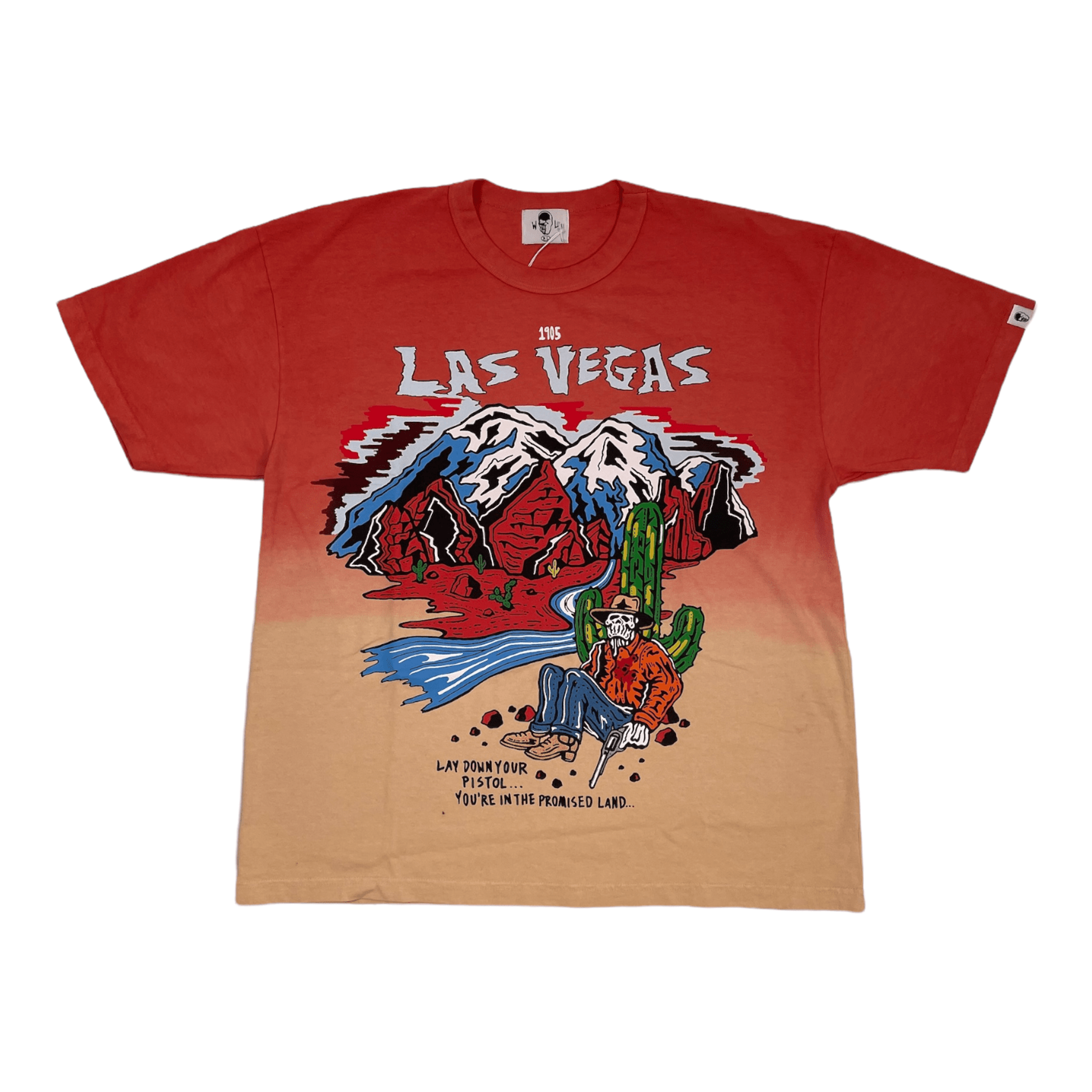 Warren Lotas Las Vegas Is A Mirage Short Sleeve Tee Shirt Orange