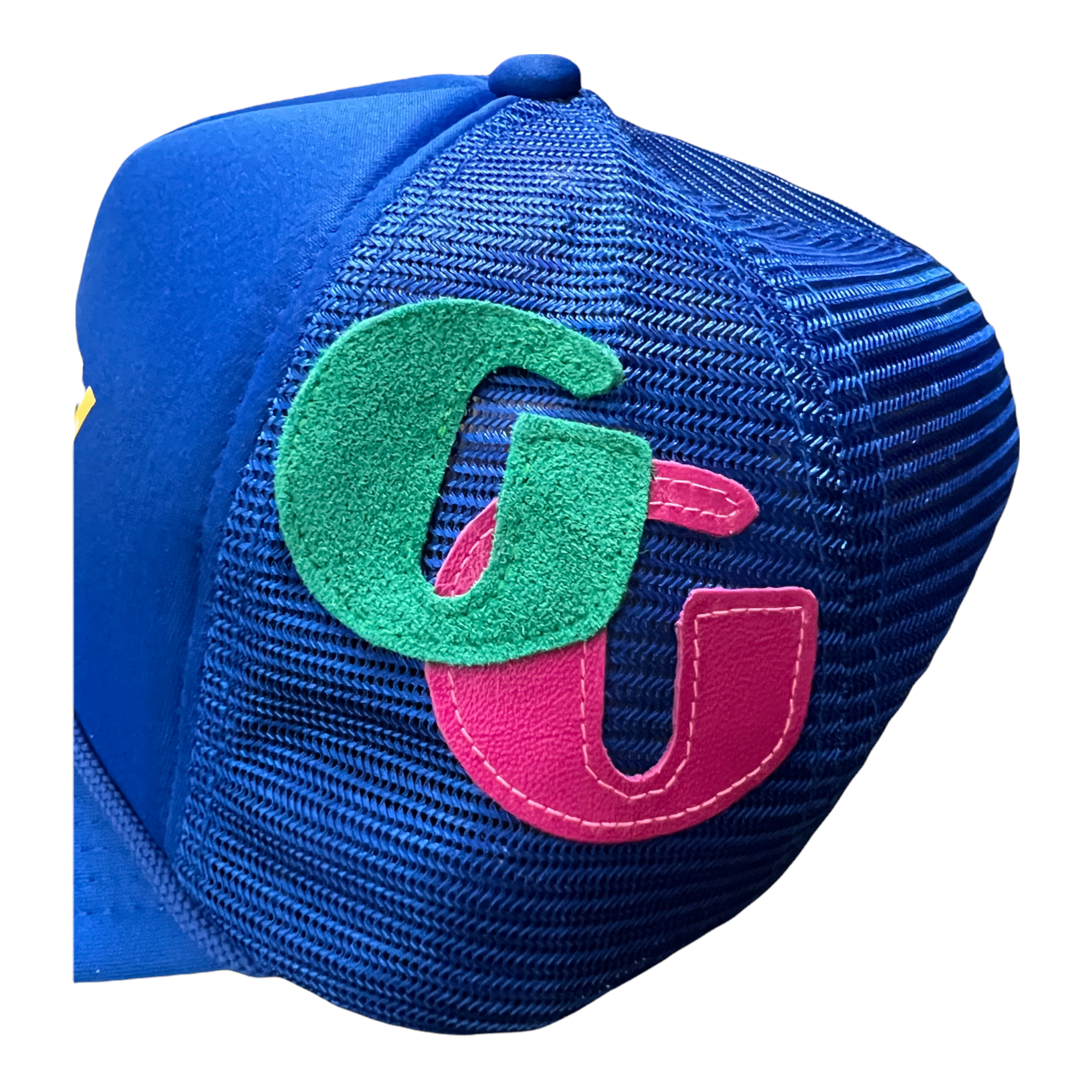 Alternate View 3 of Gallery Department Logo Trucker Hat Blue Yellow (4 G Patch Custo