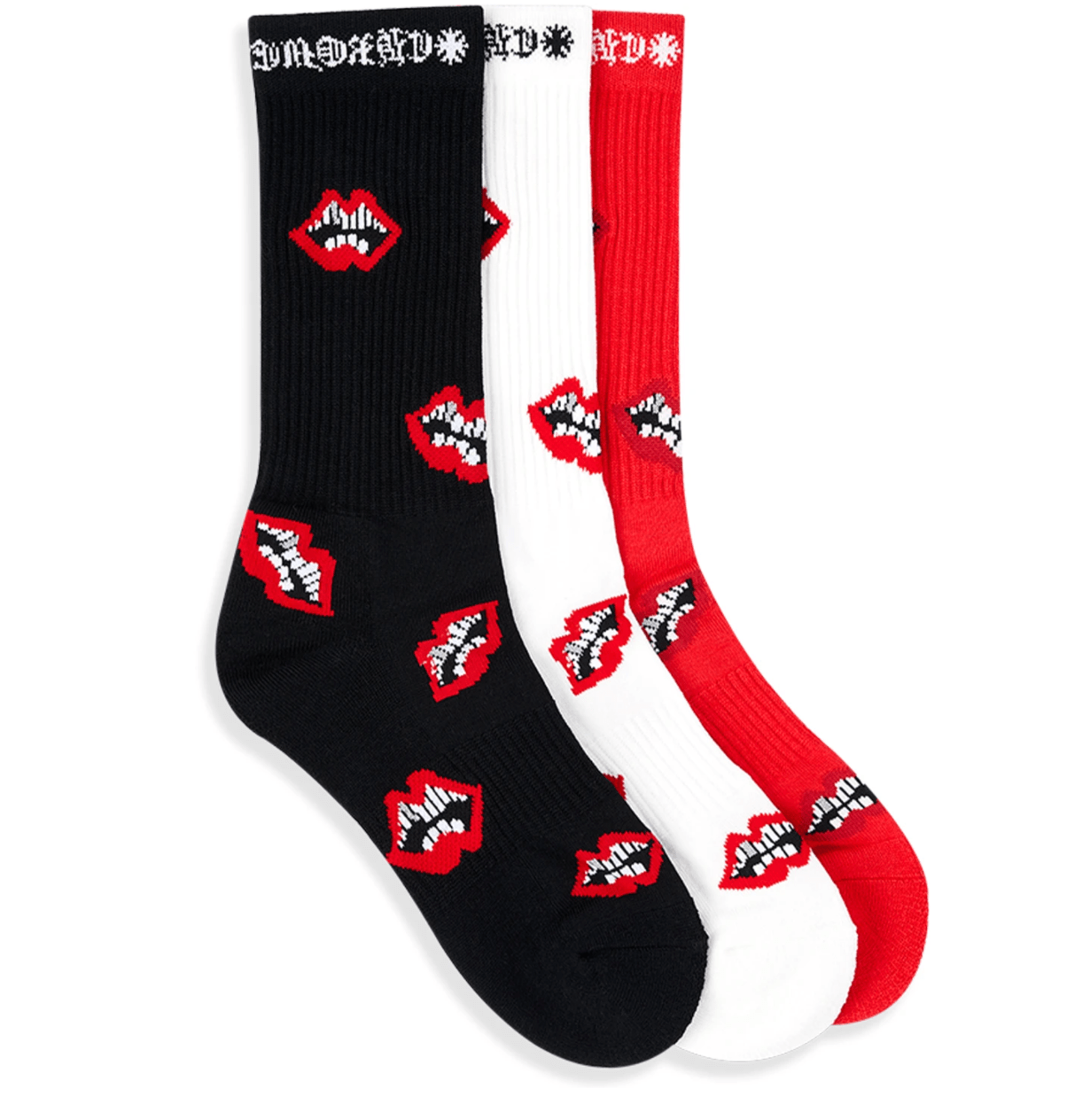 Alternate View 1 of Chrome Hearts Chomper Socks Red White Black (3 Pack)