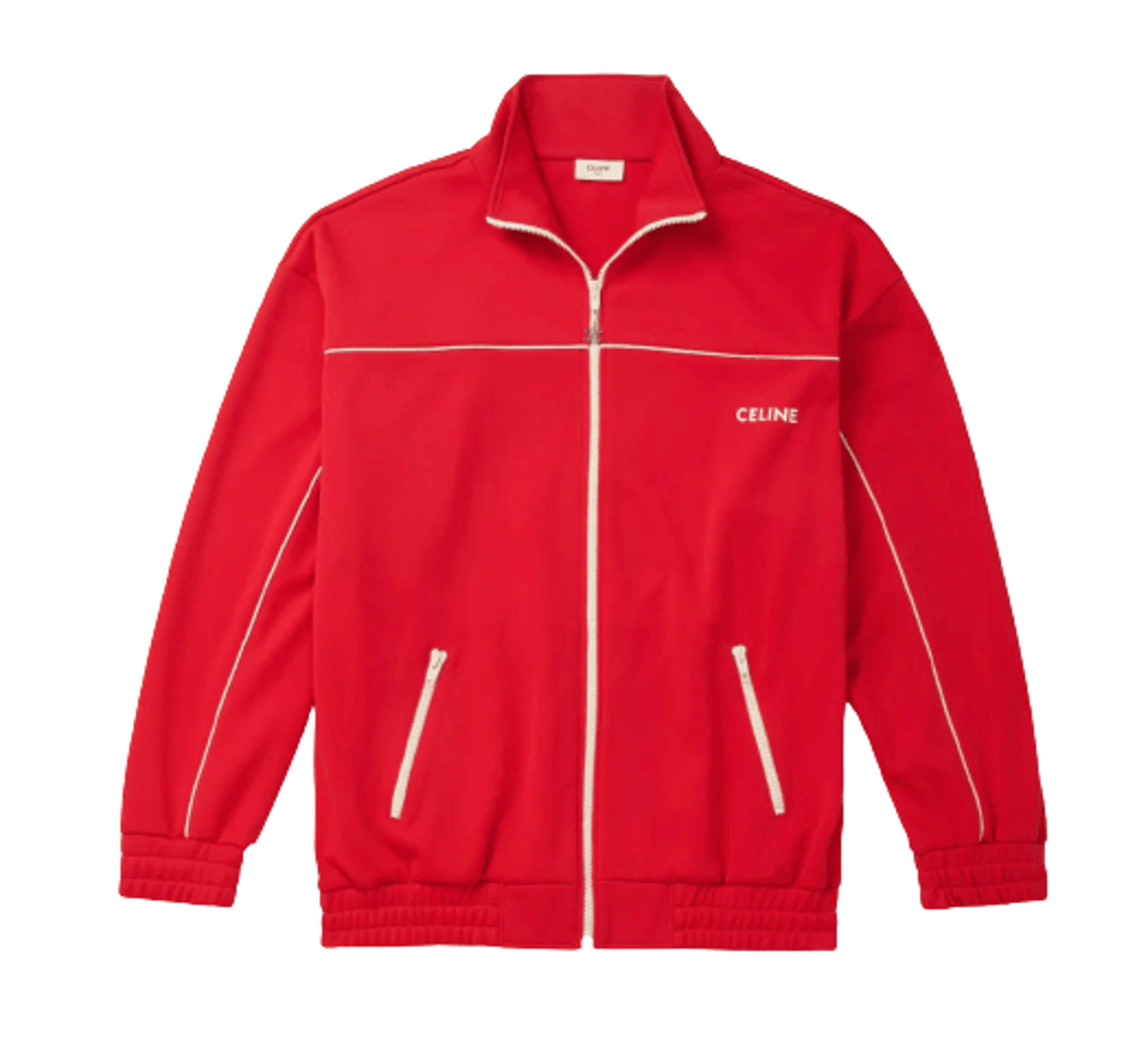 Celine Logo Jersey Track Jacket Red