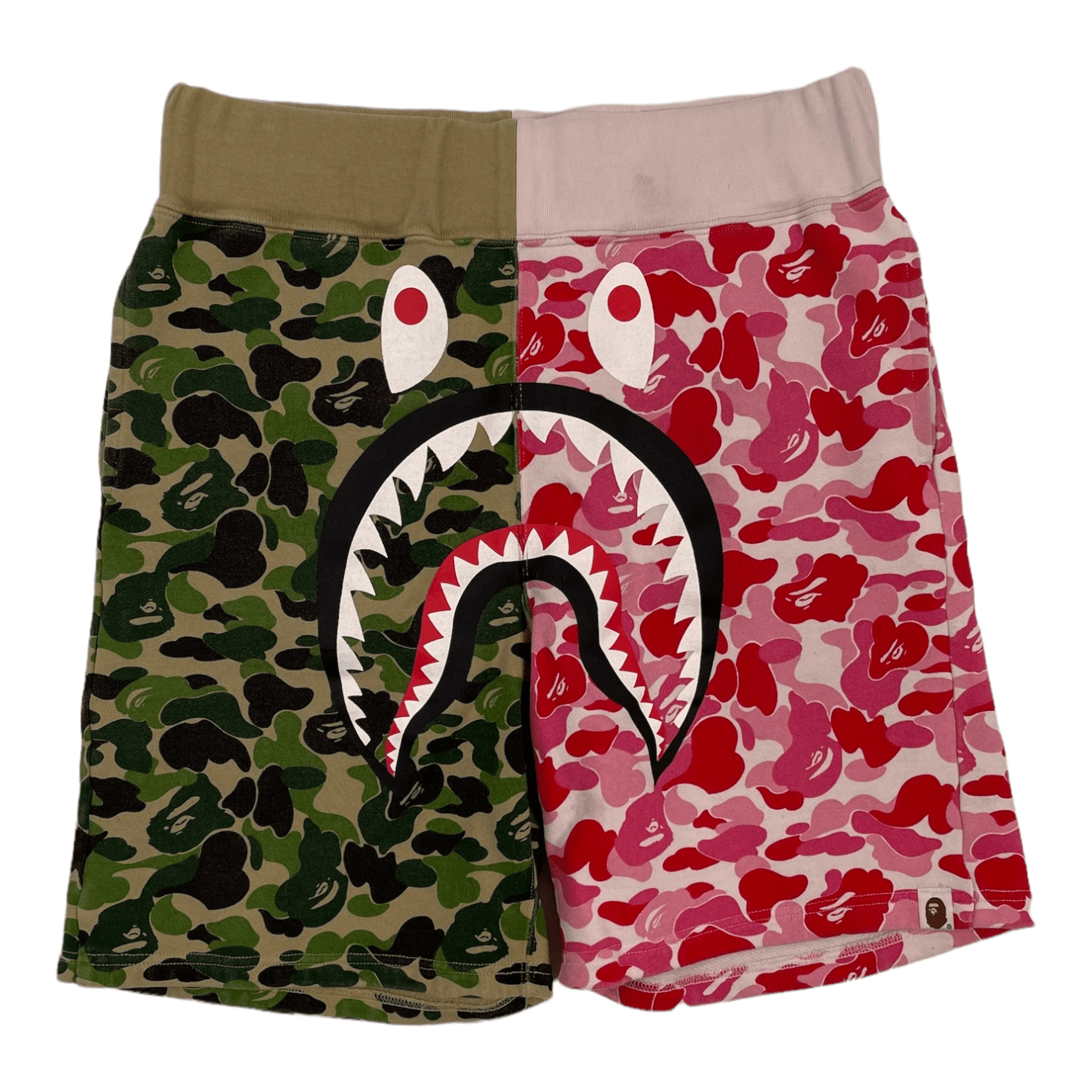 BAPE ABC Camo Shark Sweat Shorts Green Pink Pre-Owned