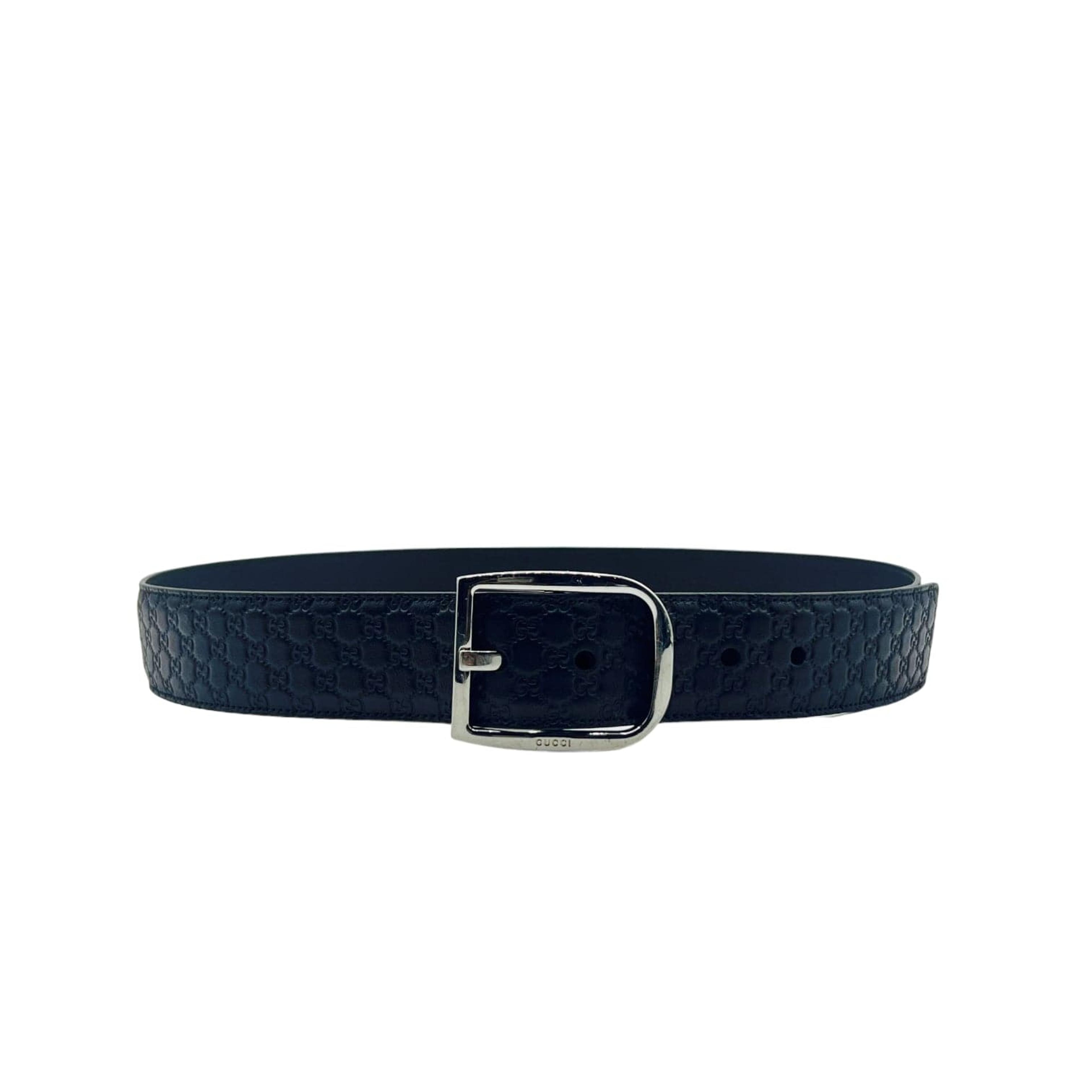 Gucci GG Signature Micro Guccissima Slim Dress Leather Belt Blac