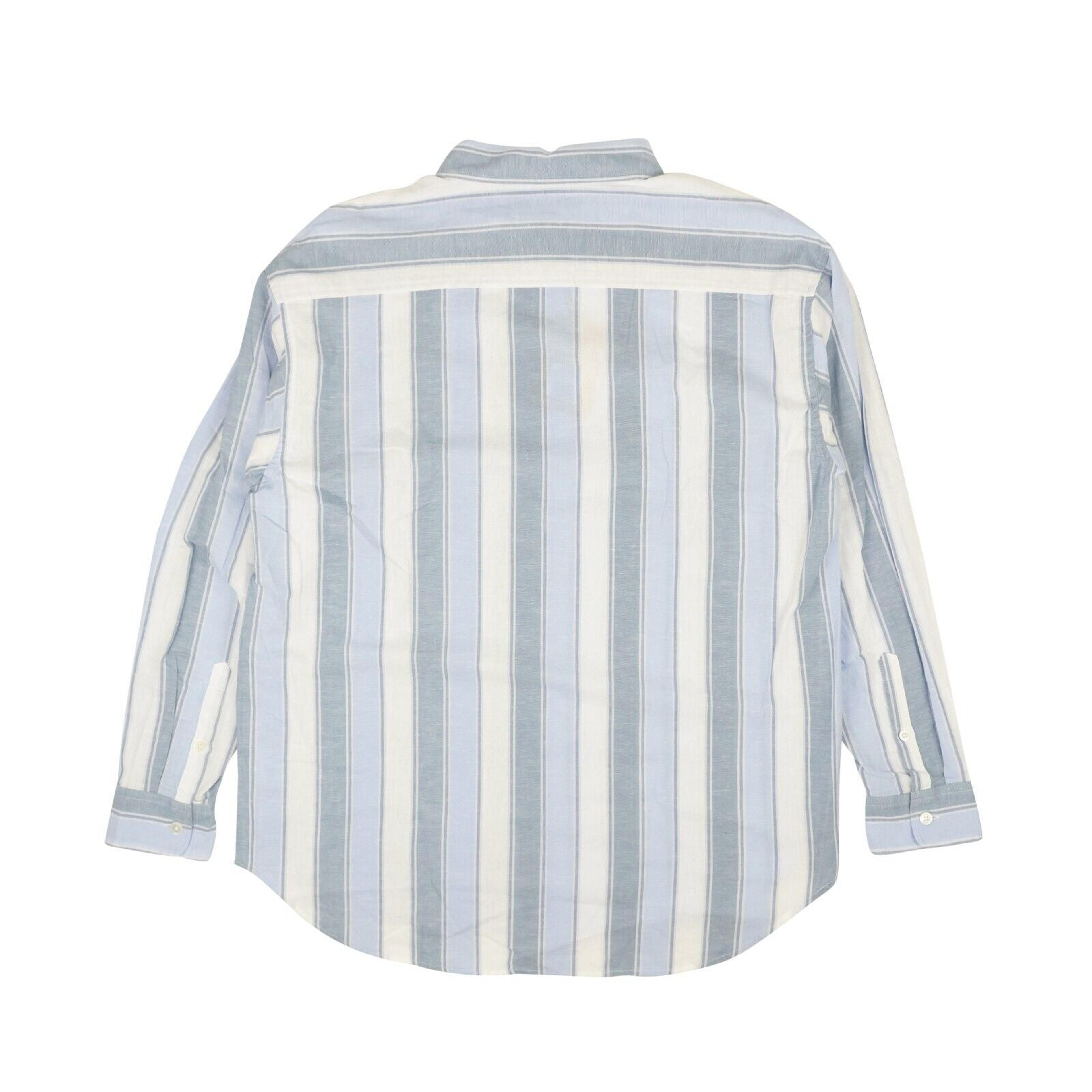 Alternate View 2 of Blue Cotton Wide Stripe Button Down Shirt