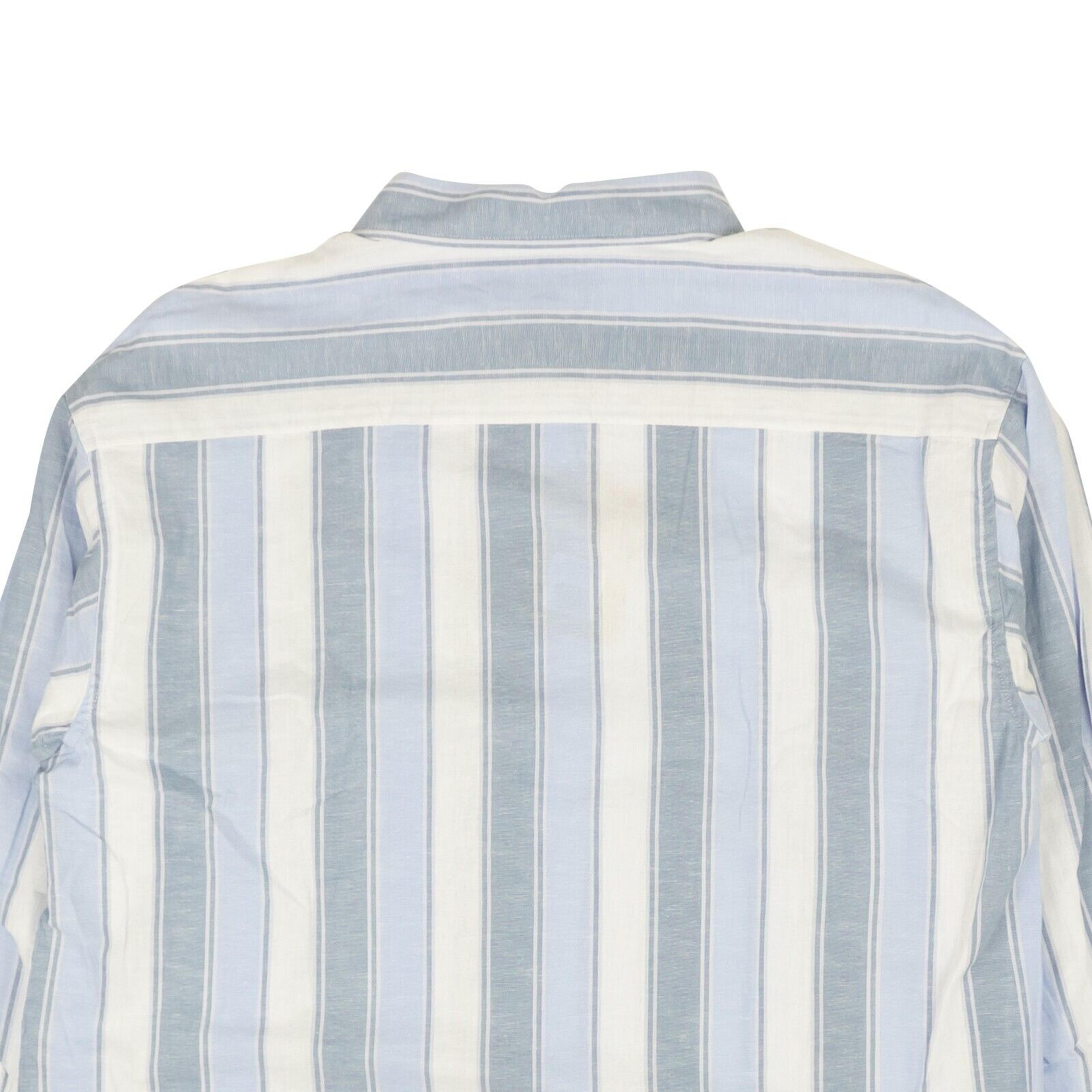 Alternate View 3 of Blue Cotton Wide Stripe Button Down Shirt
