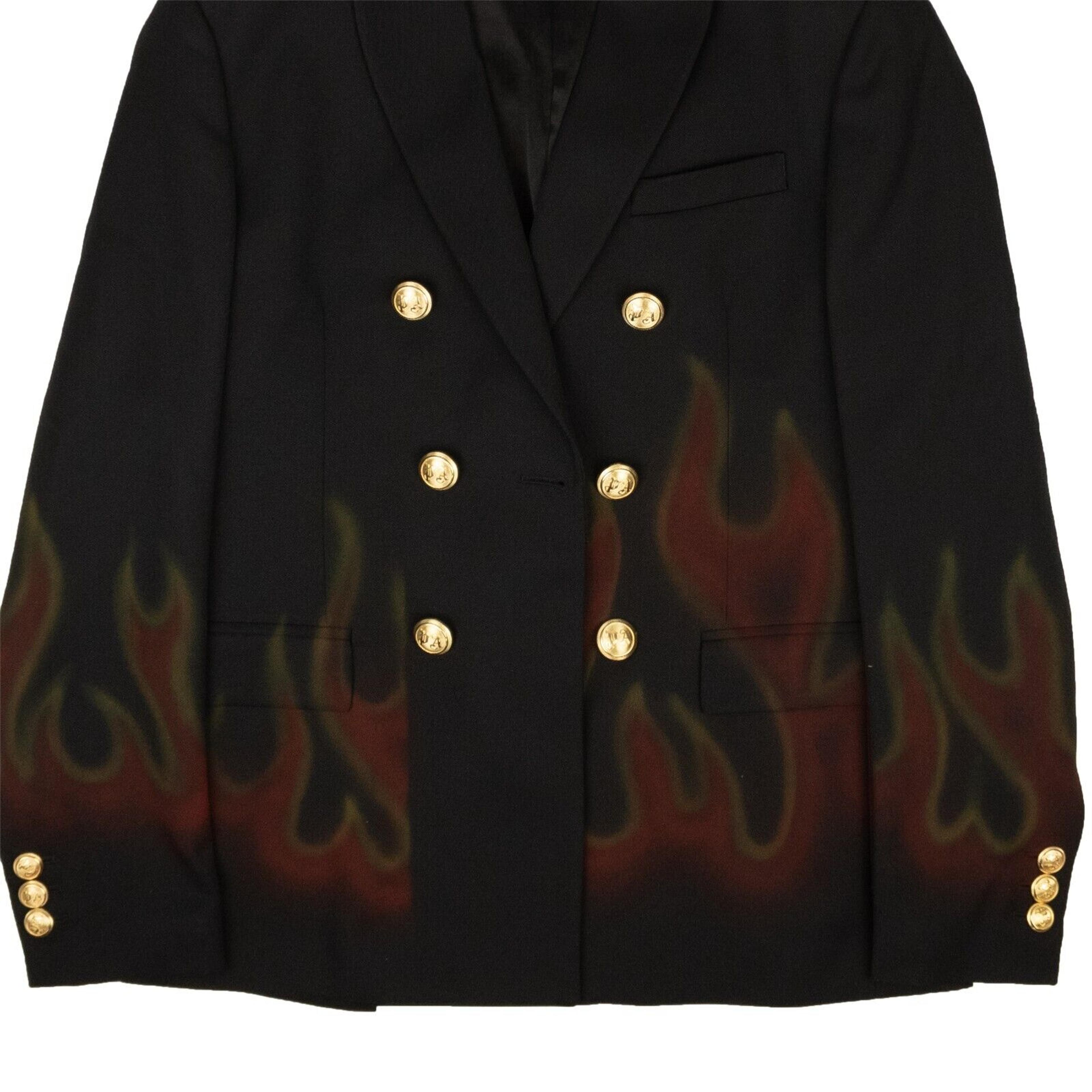 Alternate View 3 of Black And Red Burning Double-Breasted Blazer