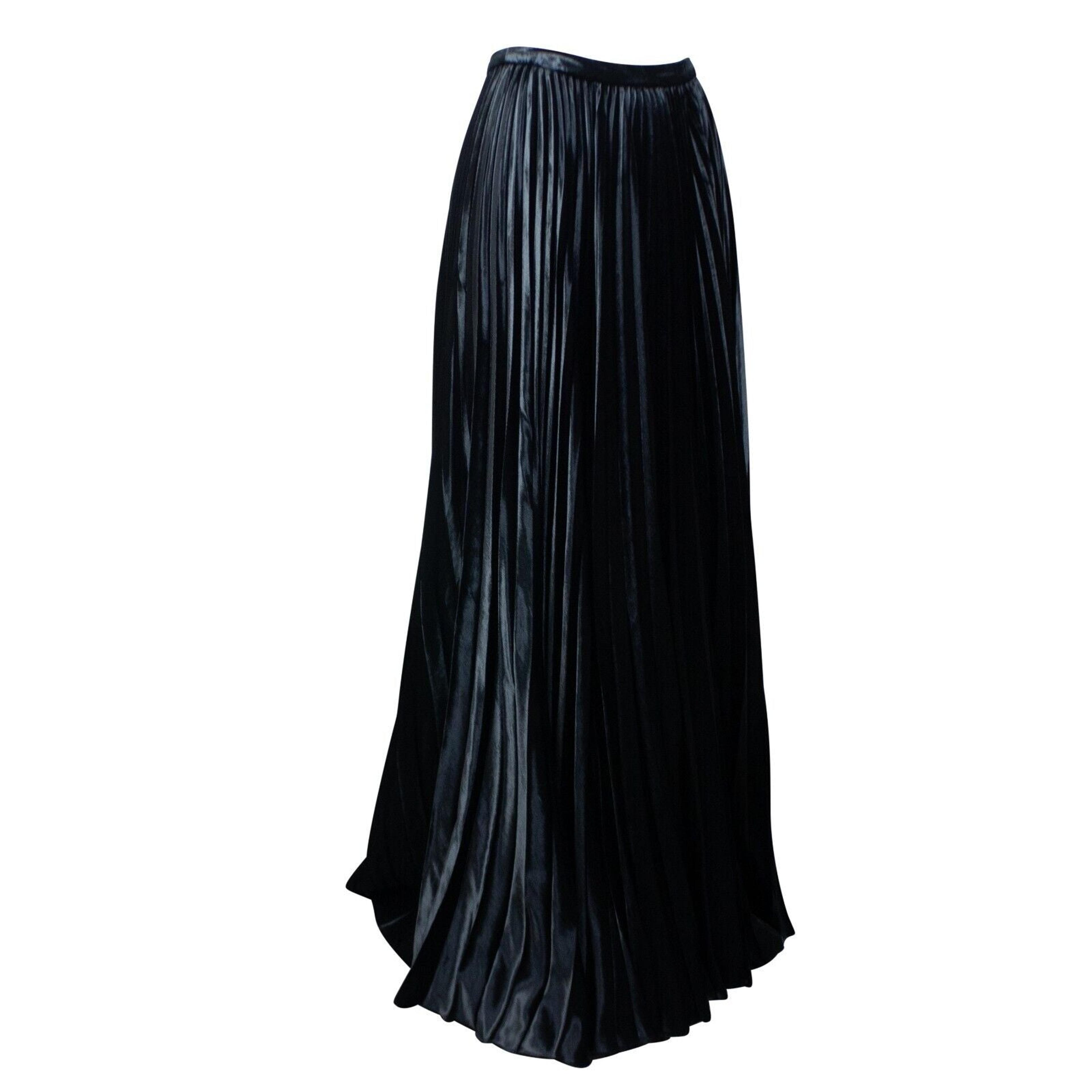 Alternate View 1 of Women's Black Plisse Velvet Maxi Skirt