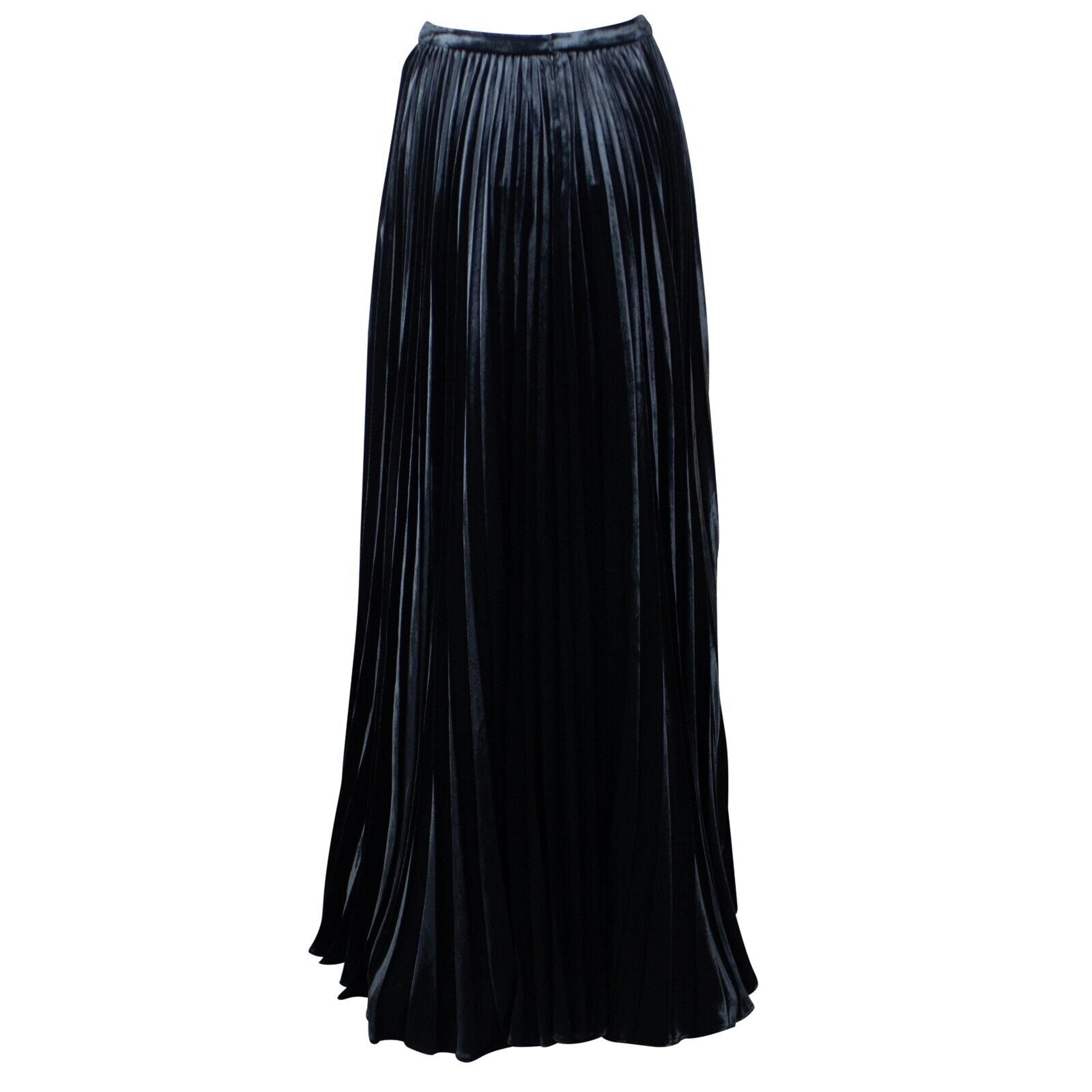 Alternate View 2 of Women's Black Plisse Velvet Maxi Skirt