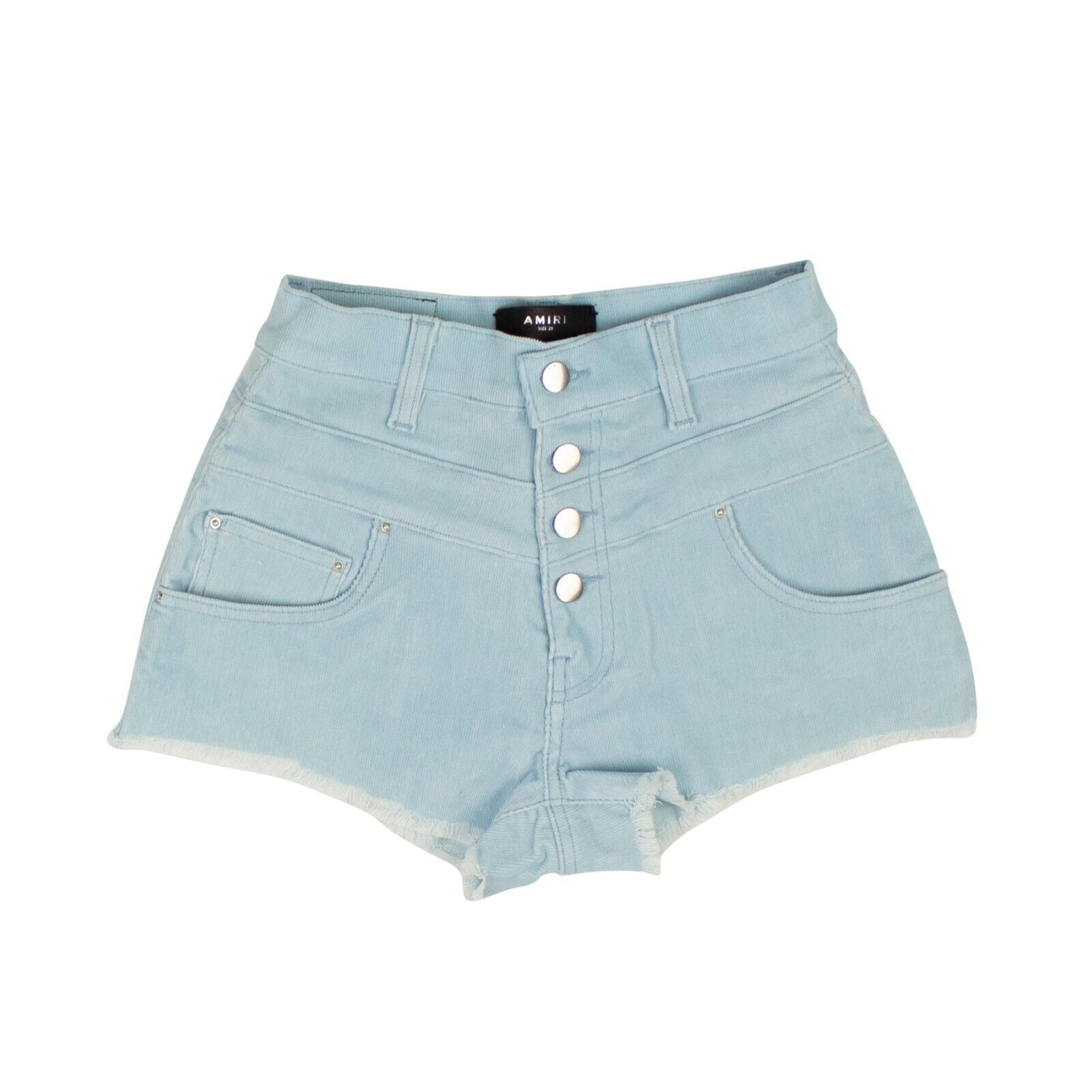 Alternate View 1 of Blue Corduroy High Waisted Shorts