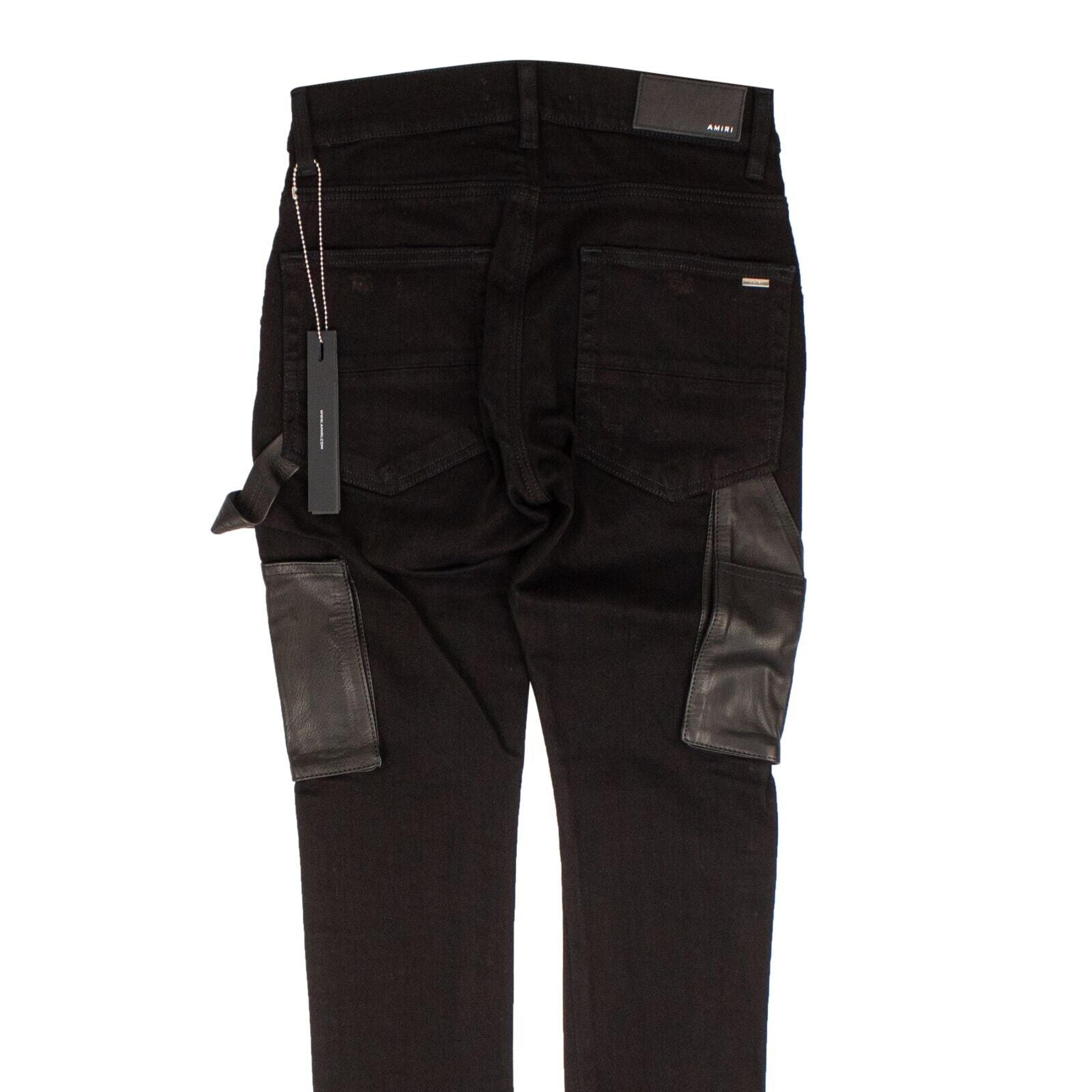 Alternate View 3 of Black Denim Leather Workman Pants
