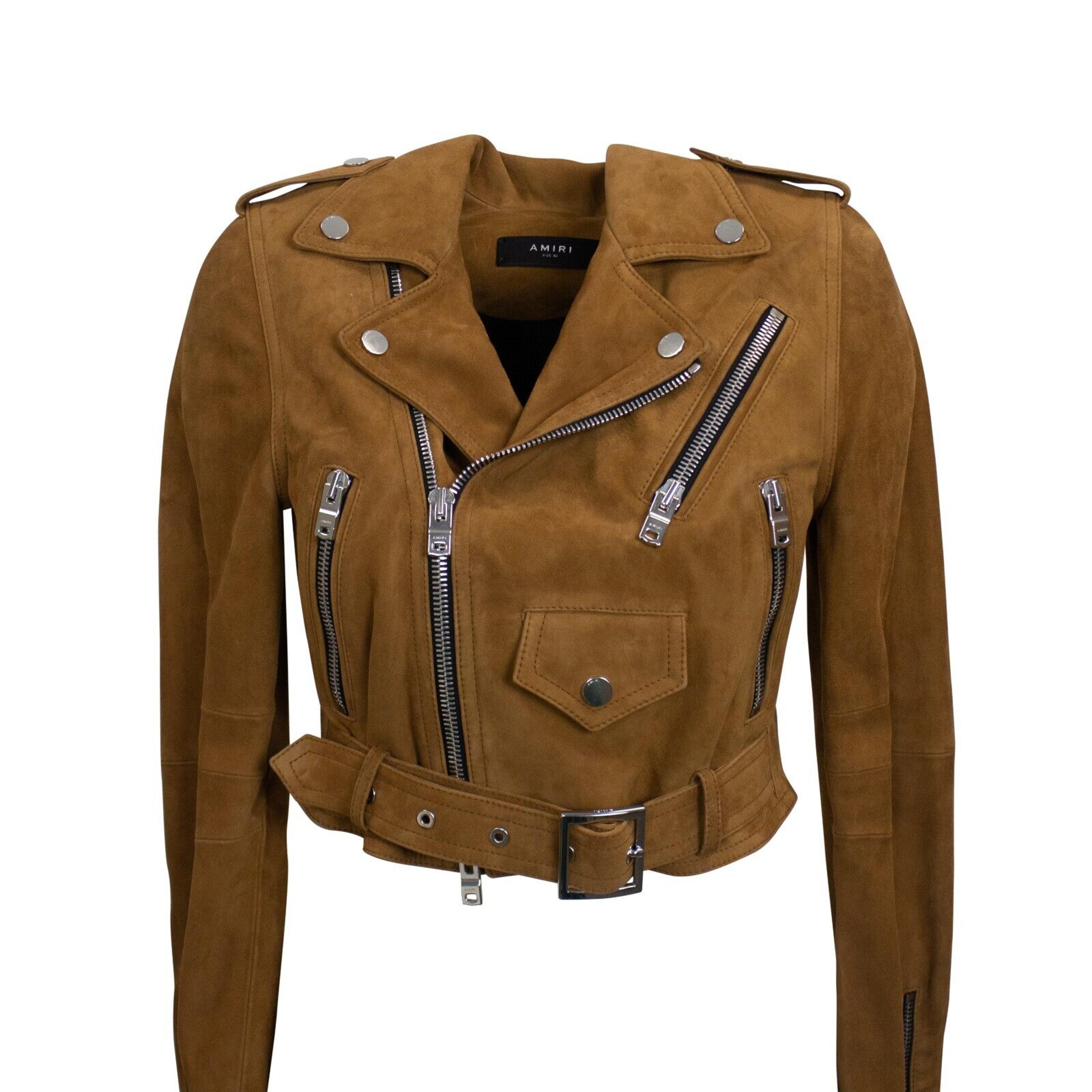 Alternate View 1 of Brown Cropped Leather Perfecto Jacket