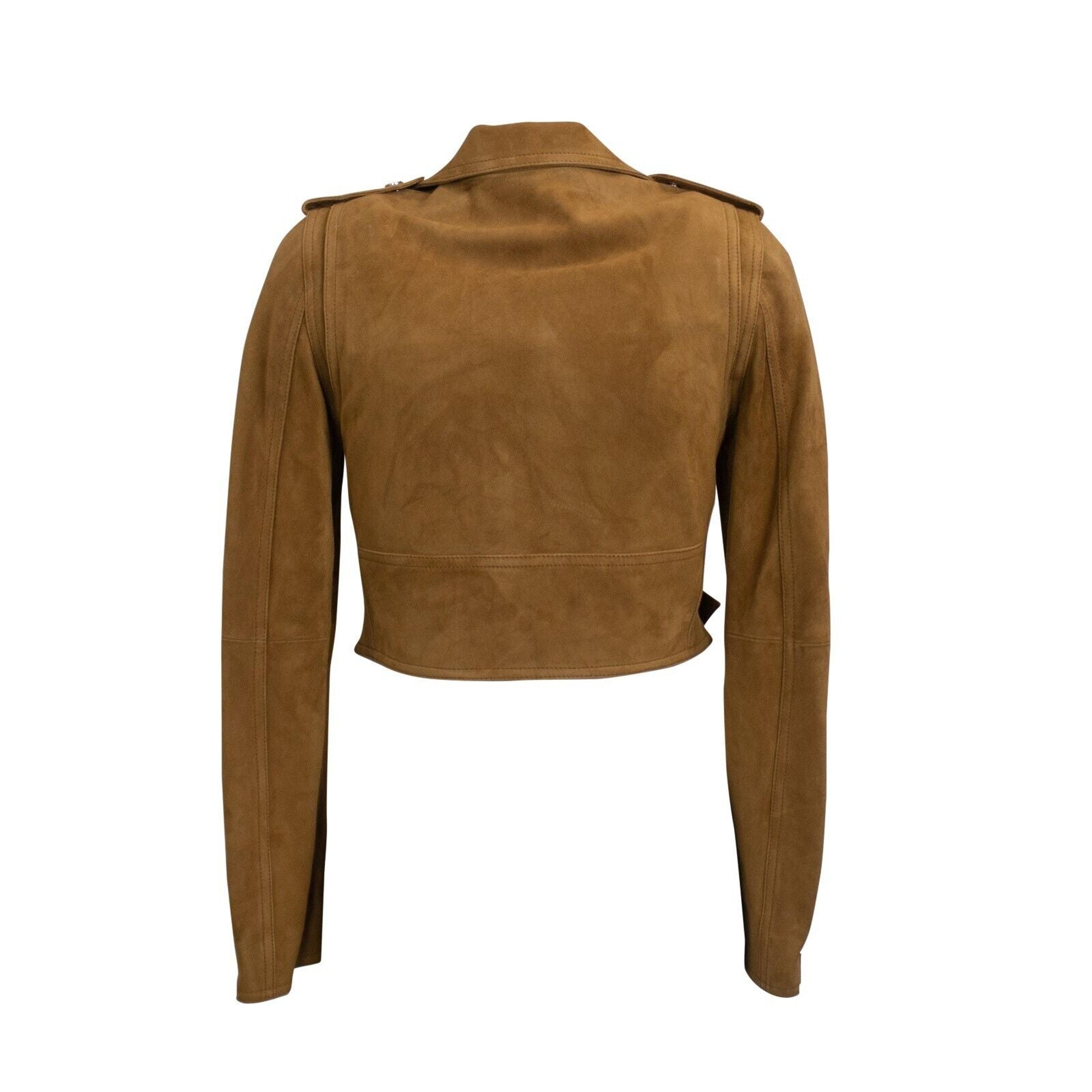Alternate View 3 of Brown Cropped Leather Perfecto Jacket
