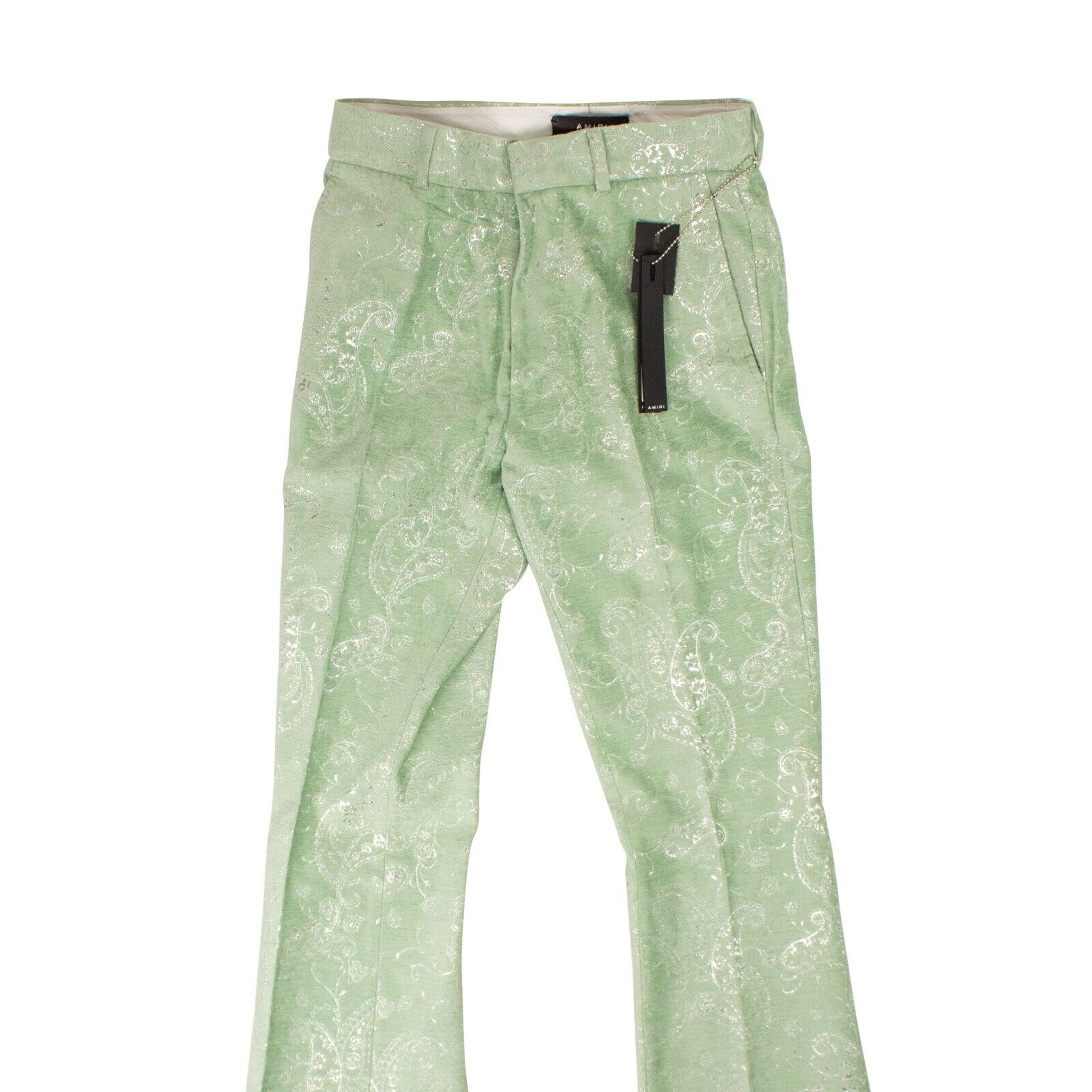 Alternate View 1 of Green Paisley Velvet Glitter Pants