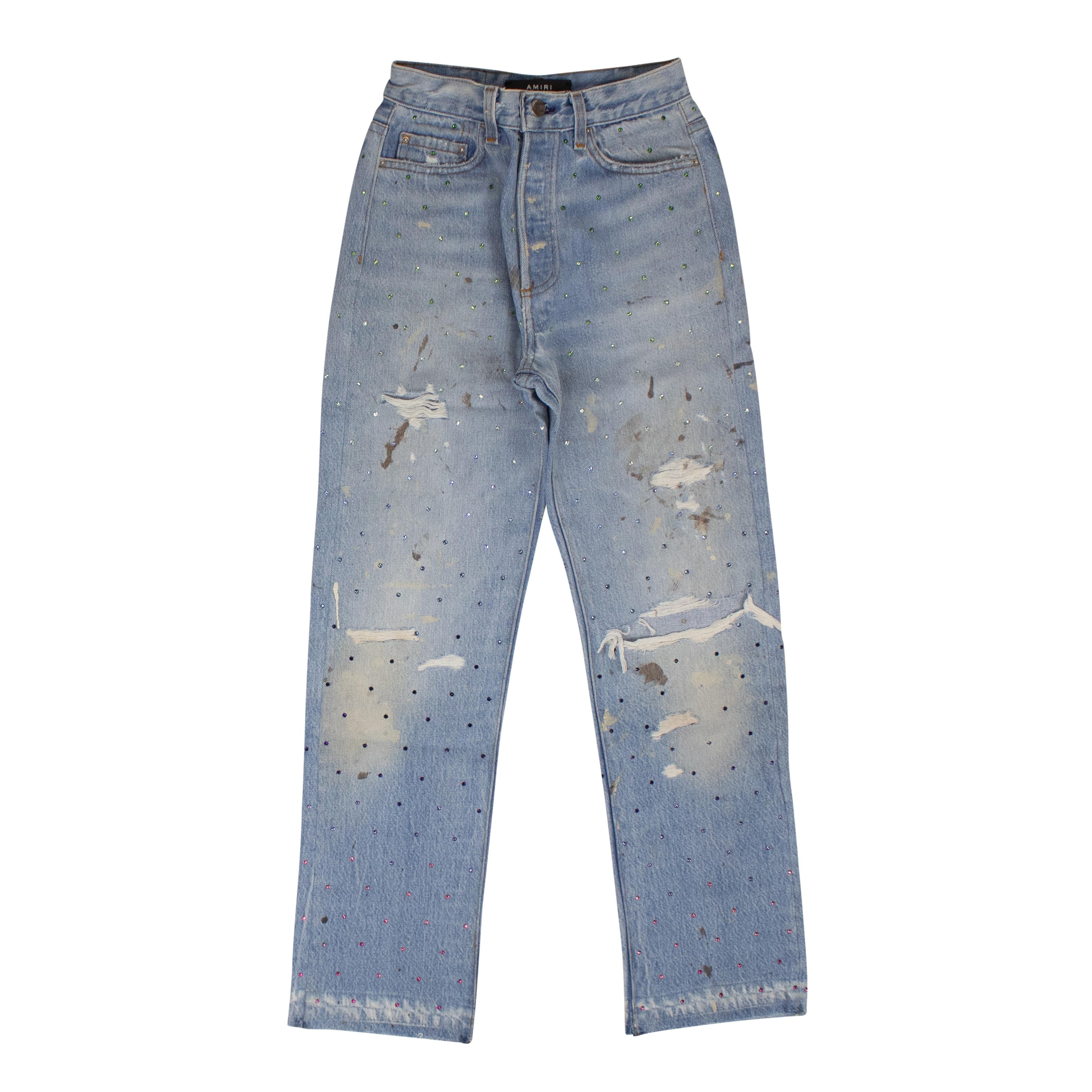 Blue Gradient Crystal Recon Denim Jeans