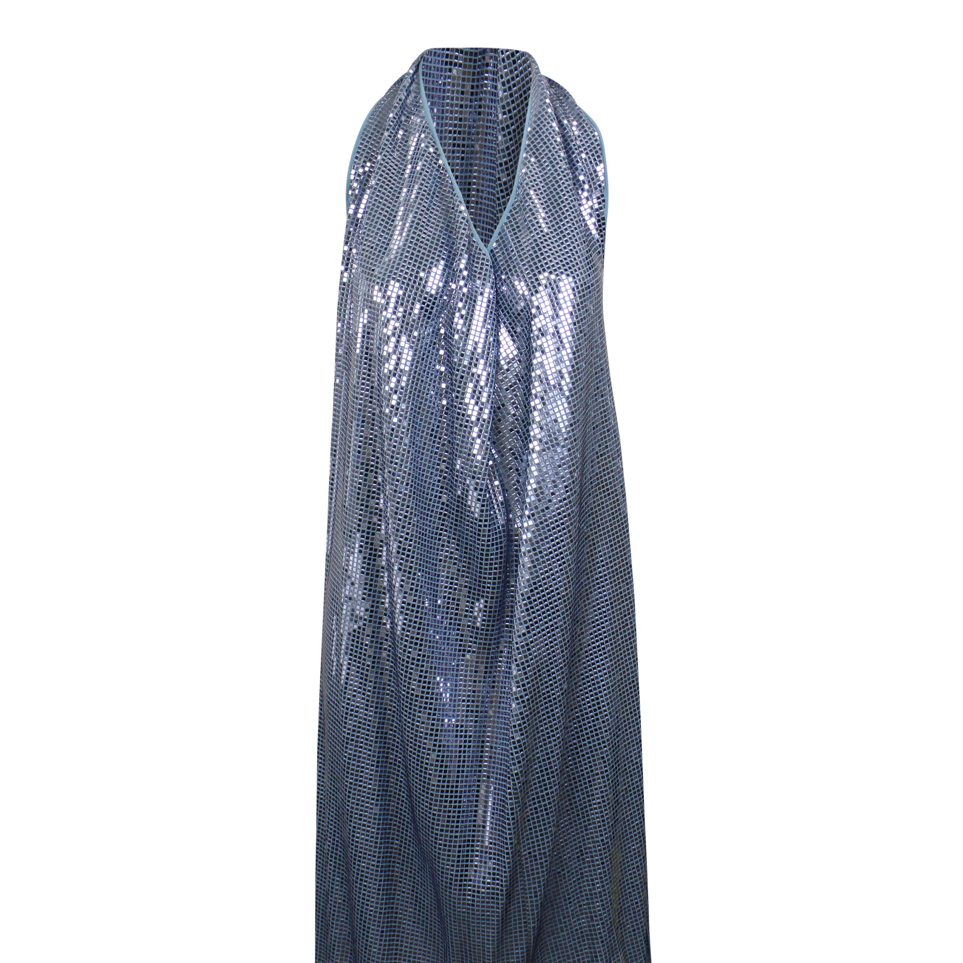 Alternate View 1 of Light Blue Halter Sequin Mid Dress