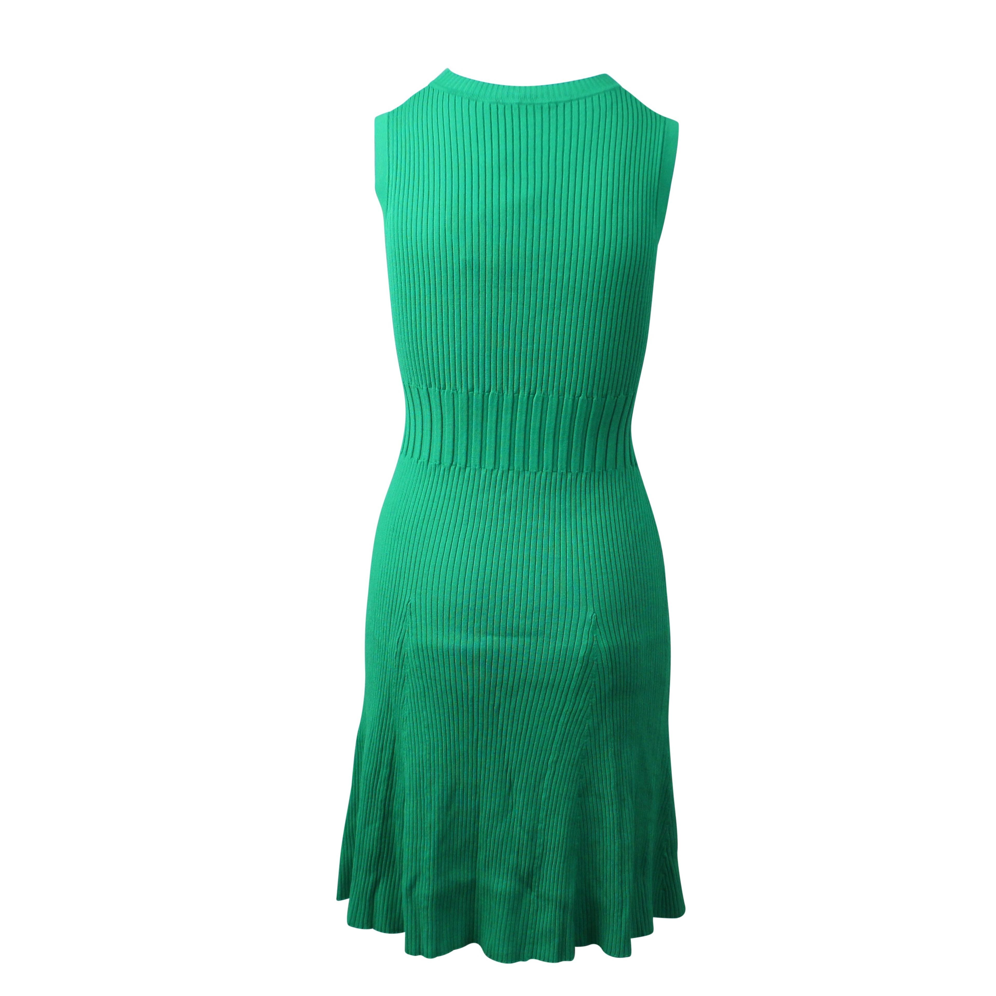 Alternate View 3 of Green Rib Knit Fit And Flare Dress
