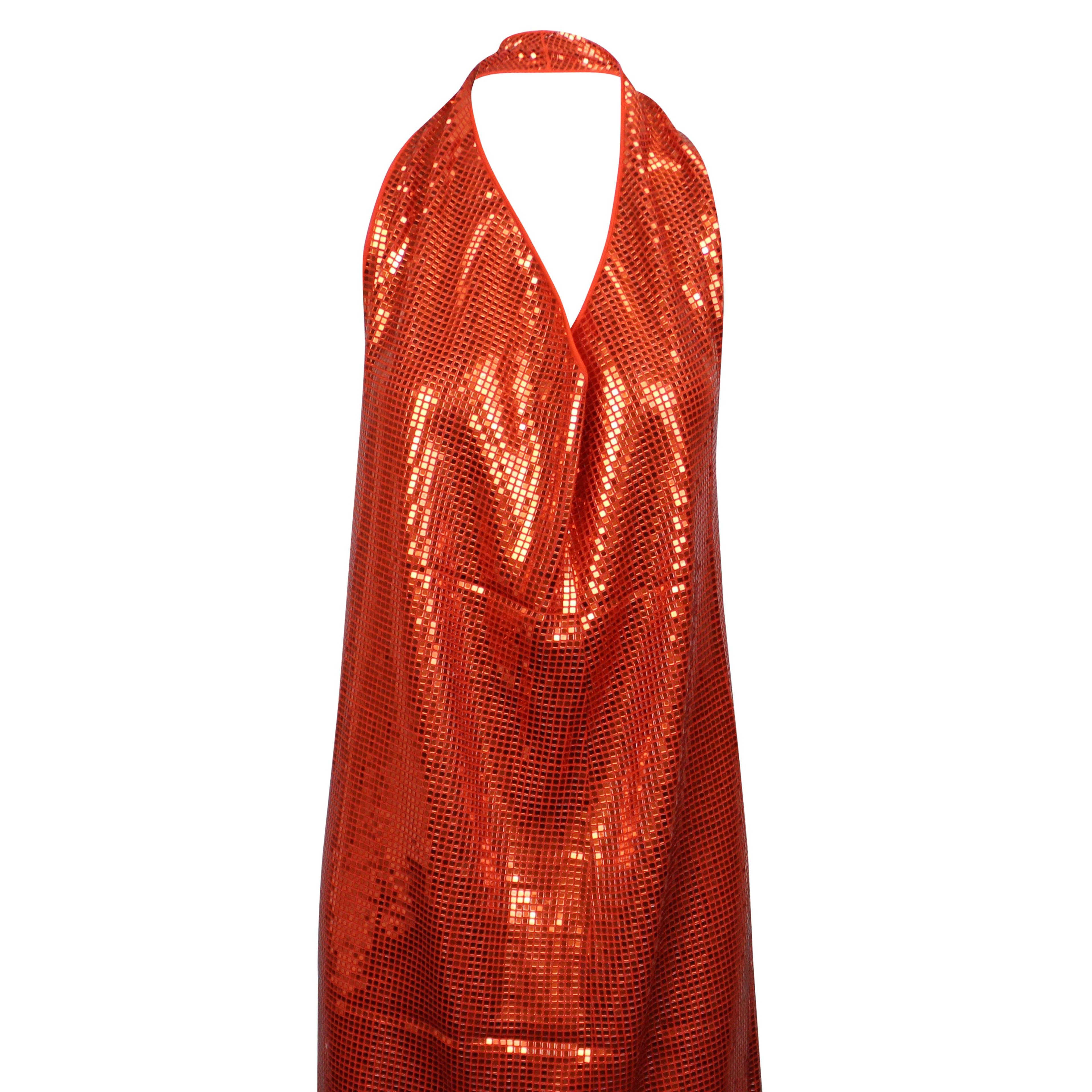 Alternate View 2 of Orange Drape Halter Sequin Mid Dress