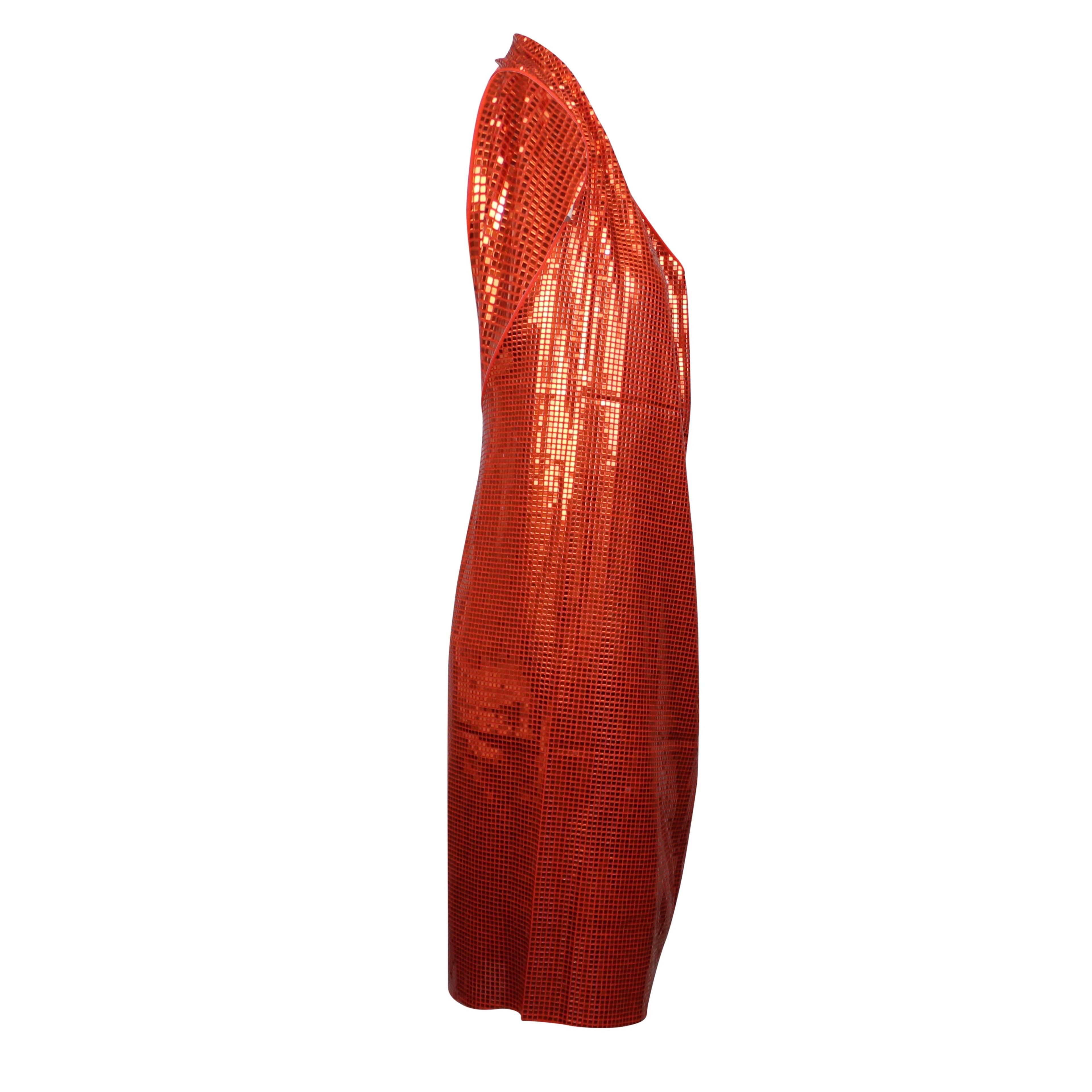 Alternate View 1 of Orange Drape Halter Sequin Mid Dress