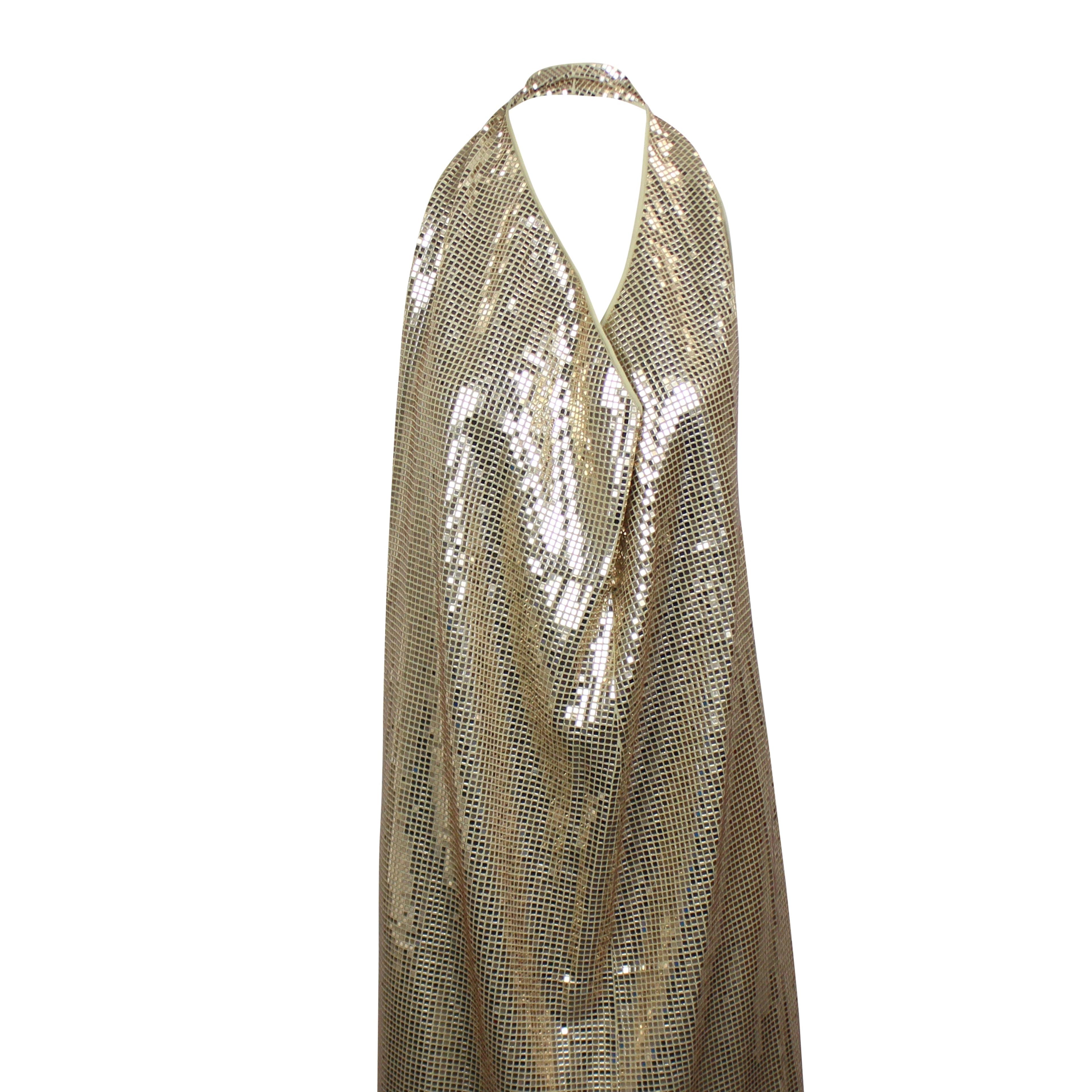 Alternate View 1 of Gold Drape Halter Sequin Mid Dress