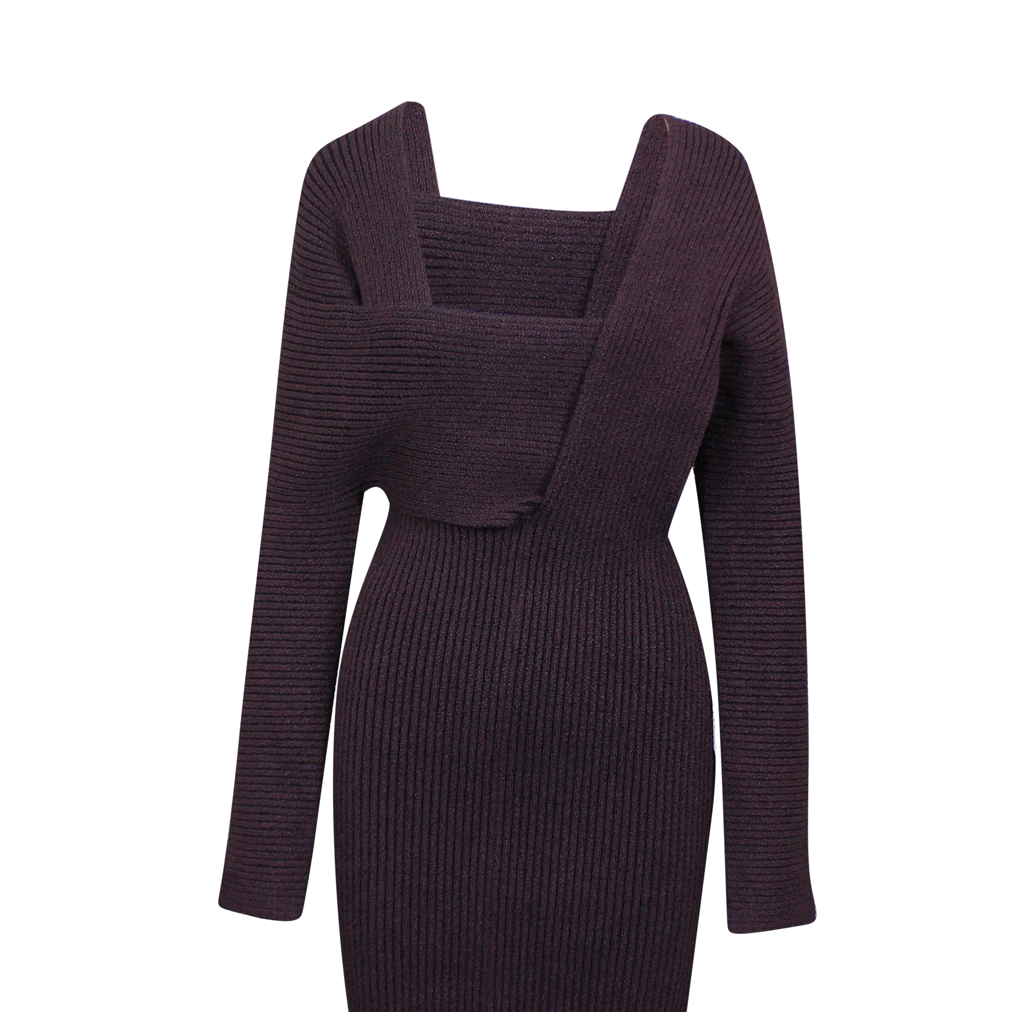 Alternate View 1 of Purple Sable Rib Knit Short Dress